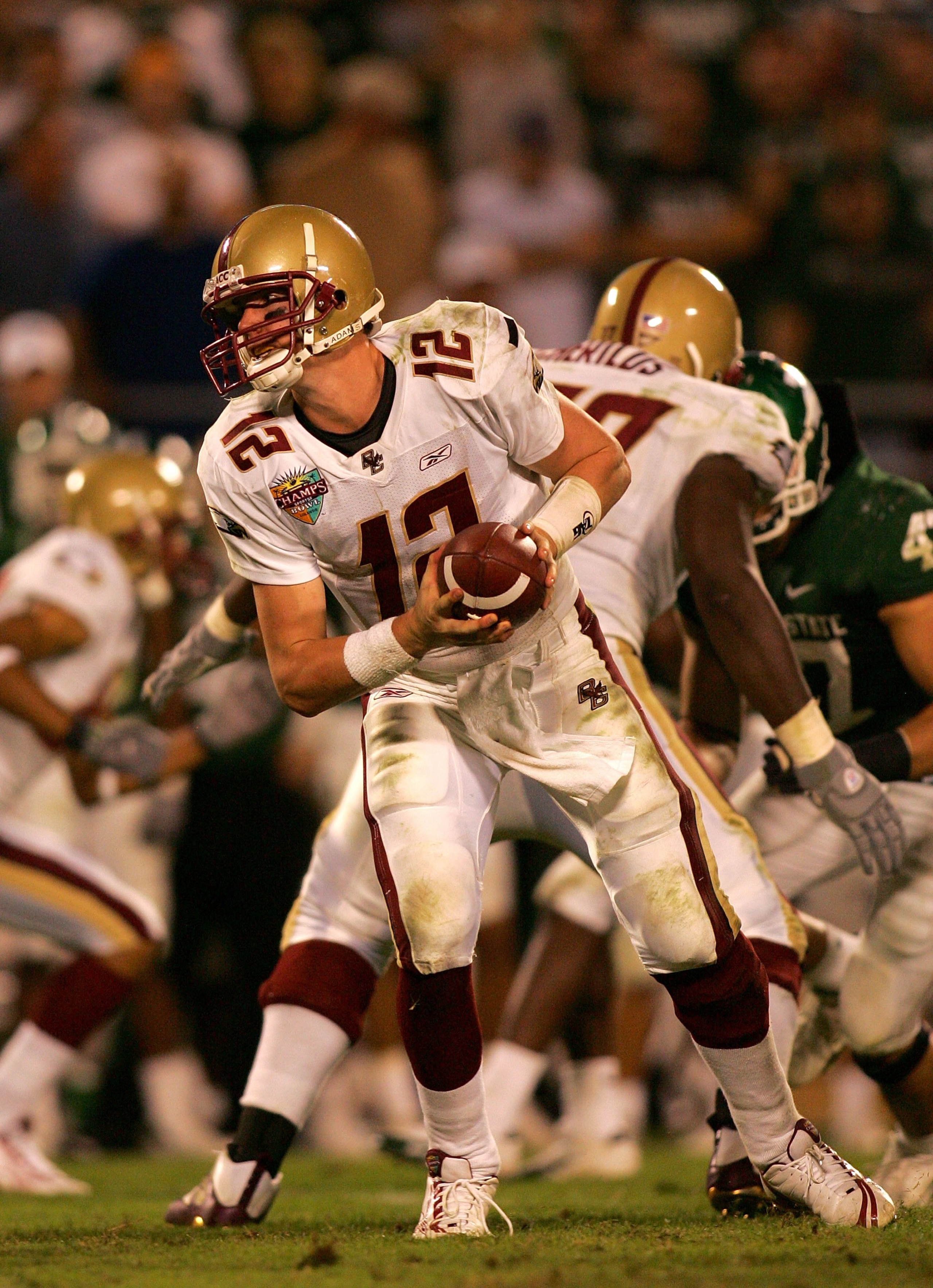 ORLANDO, FL - DECEMBER 28:  Matt Ryan #12 of the  Boston College Eagles hands the ball off during the Champs Bowl against Michigan State on December 28, 2007 at the Citrus Bowl in Orlando, Florida.  (Photo by Sam Greenwood/Getty Images)
