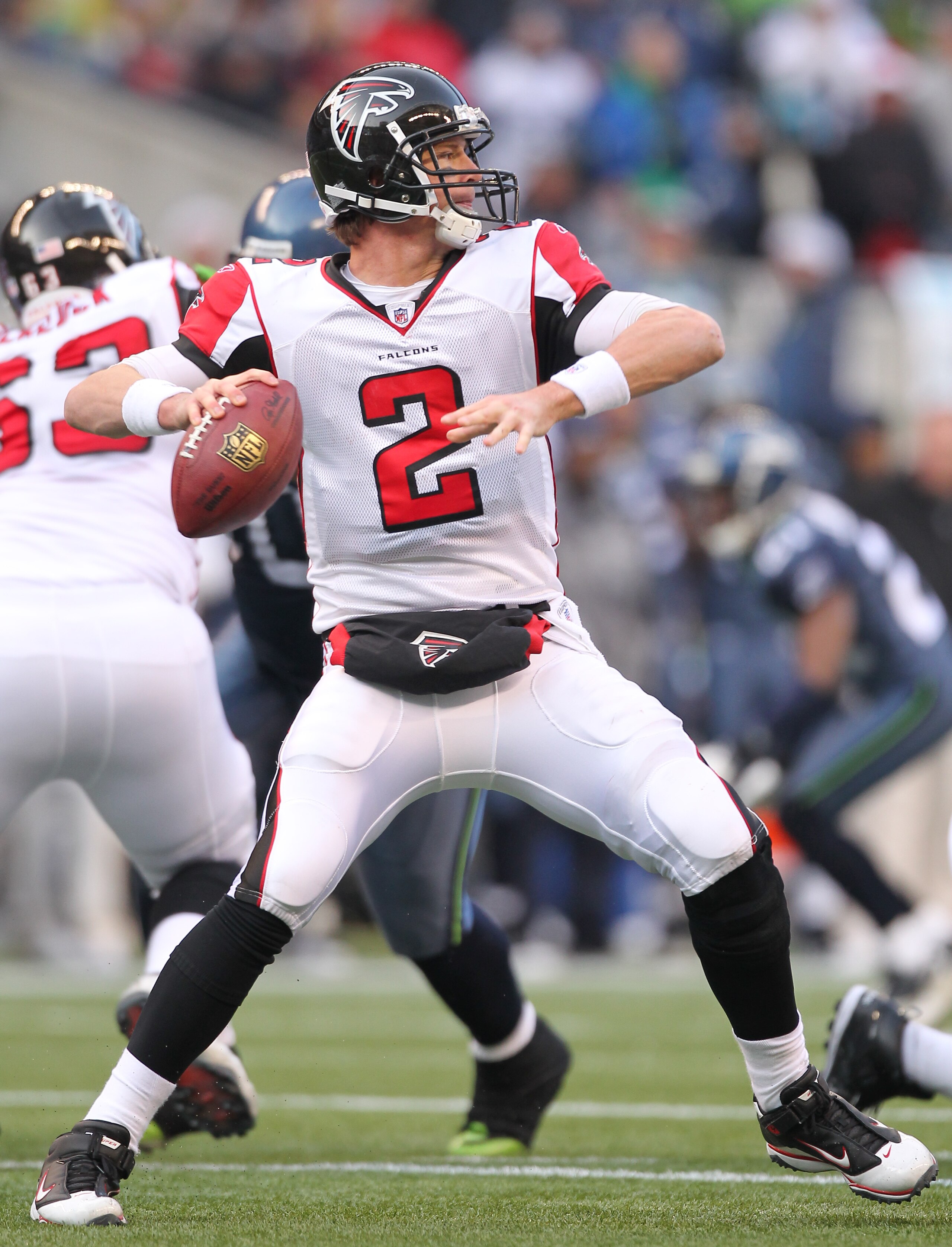 SEATTLE, WA - DECEMBER 19:  Quarterback Matt Ryan #2 of the Atlanta Falcons passes against the Seattle Seahawks at Qwest Field on December 19, 2010 in Seattle, Washington. (Photo by Otto Greule Jr/Getty Images)