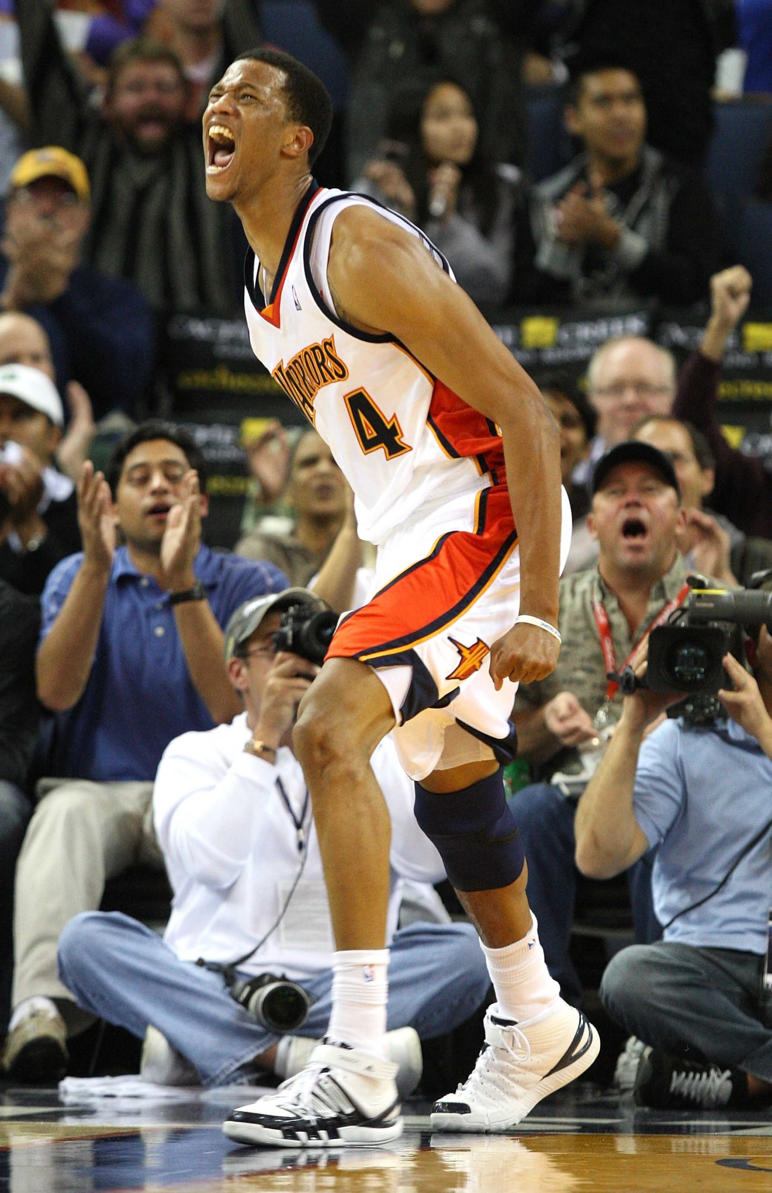 OAKLAND, CA - NOVEMBER 20: Anthony Randolph #4 of the Golden State Warriors celebrates after scoring in the second period against the Portland Trail Blazers during an NBA game at Oracle Arena on November 20, 2009 in Oakland, California. (Photo by Jed J OAKLAND, CA - NOVEMBER 20: Anthony Randolph #4 of the Golden State Warriors celebrates after scoring in the second period against the Portland Trail Blazers during an NBA game at Oracle Arena on November 20, 2009 in Oakland, California. (Photo by Jed J