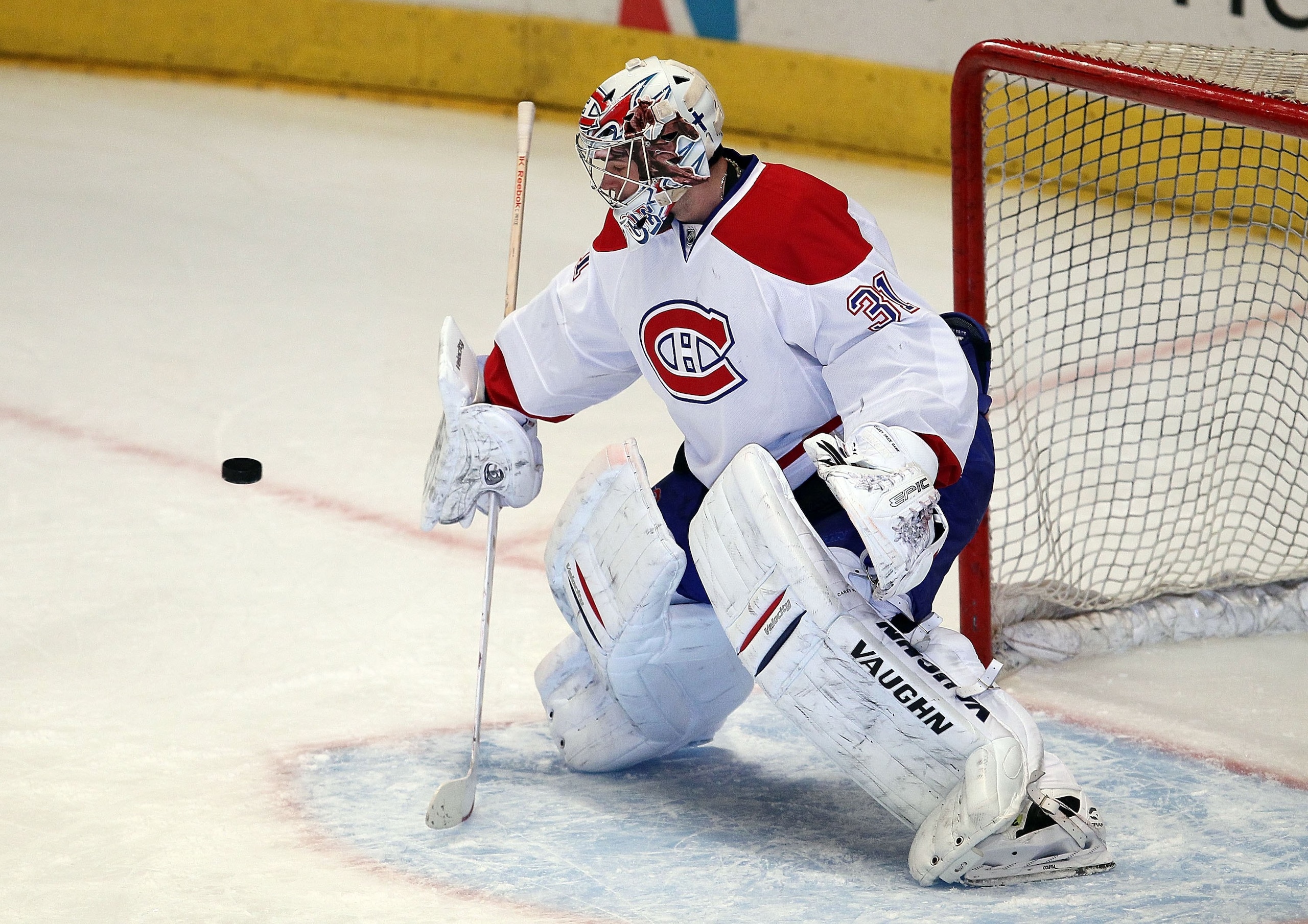 NEW YORK, NY - JANUARY 11:  Carey Price #31 of the Montreal Canadiens warms up before playing against the New York Rangers on January 11, 2011 at Madison Square Garden in New York City.  (Photo by Jim McIsaac/Getty Images)