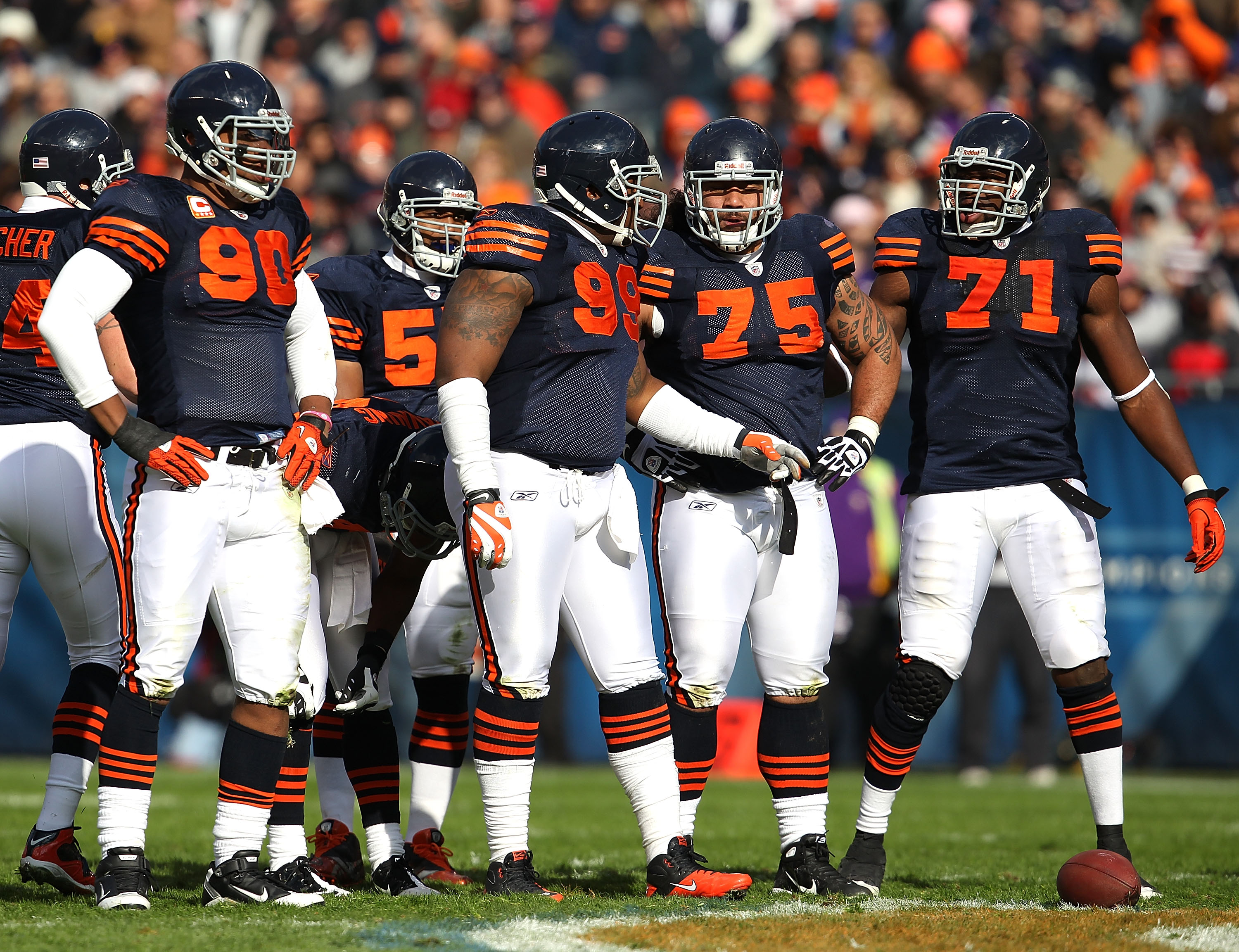 Chicago Bears defensive tackle Israel Idonije (71) celebrates a