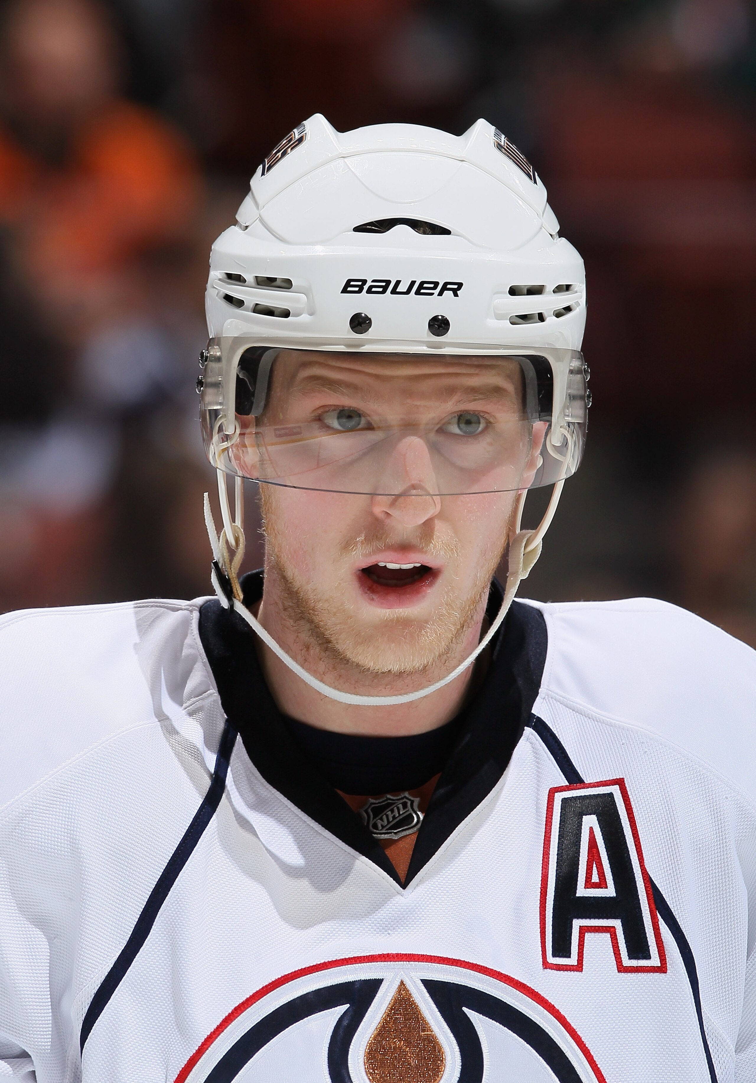 ANAHEIM, CA - NOVEMBER 21:  Ales Hemsky #83 of the Edmonton Oilers looks on during the game against the Anaheim Ducks at the Honda Center on November 21, 2010 in Anaheim, California.  (Photo by Jeff Gross/Getty Images)