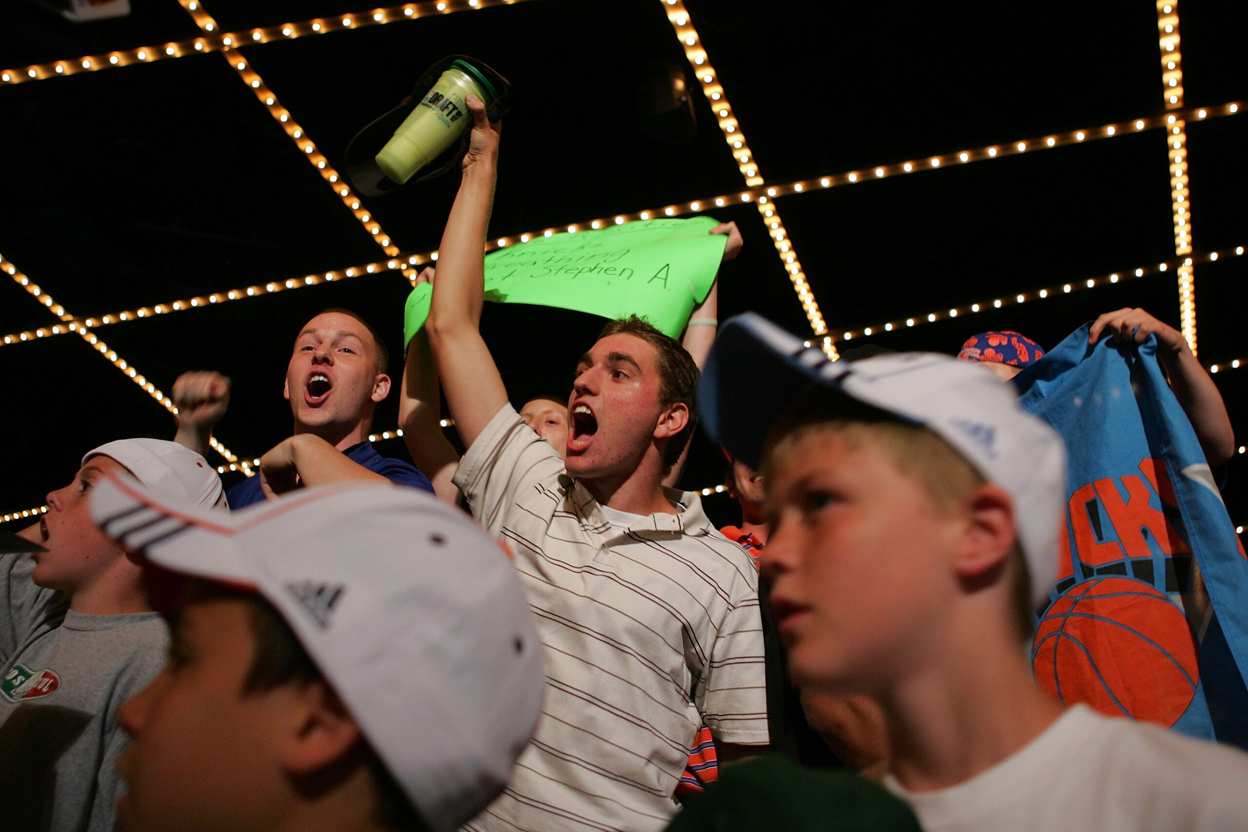NEW YORK - JUNE 28: New York Knicks fans celebrate the Knicks' 23rd pick of Wilson Chandler of DePaul during the 2007 NBA Draft at the WaMu Theatre at Madison Square Garden June 28, 2007 in New York City. NOTE TO USER: User expressly acknowledges and agre NEW YORK - JUNE 28: New York Knicks fans celebrate the Knicks' 23rd pick of Wilson Chandler of DePaul during the 2007 NBA Draft at the WaMu Theatre at Madison Square Garden June 28, 2007 in New York City. NOTE TO USER: User expressly acknowledges and agre