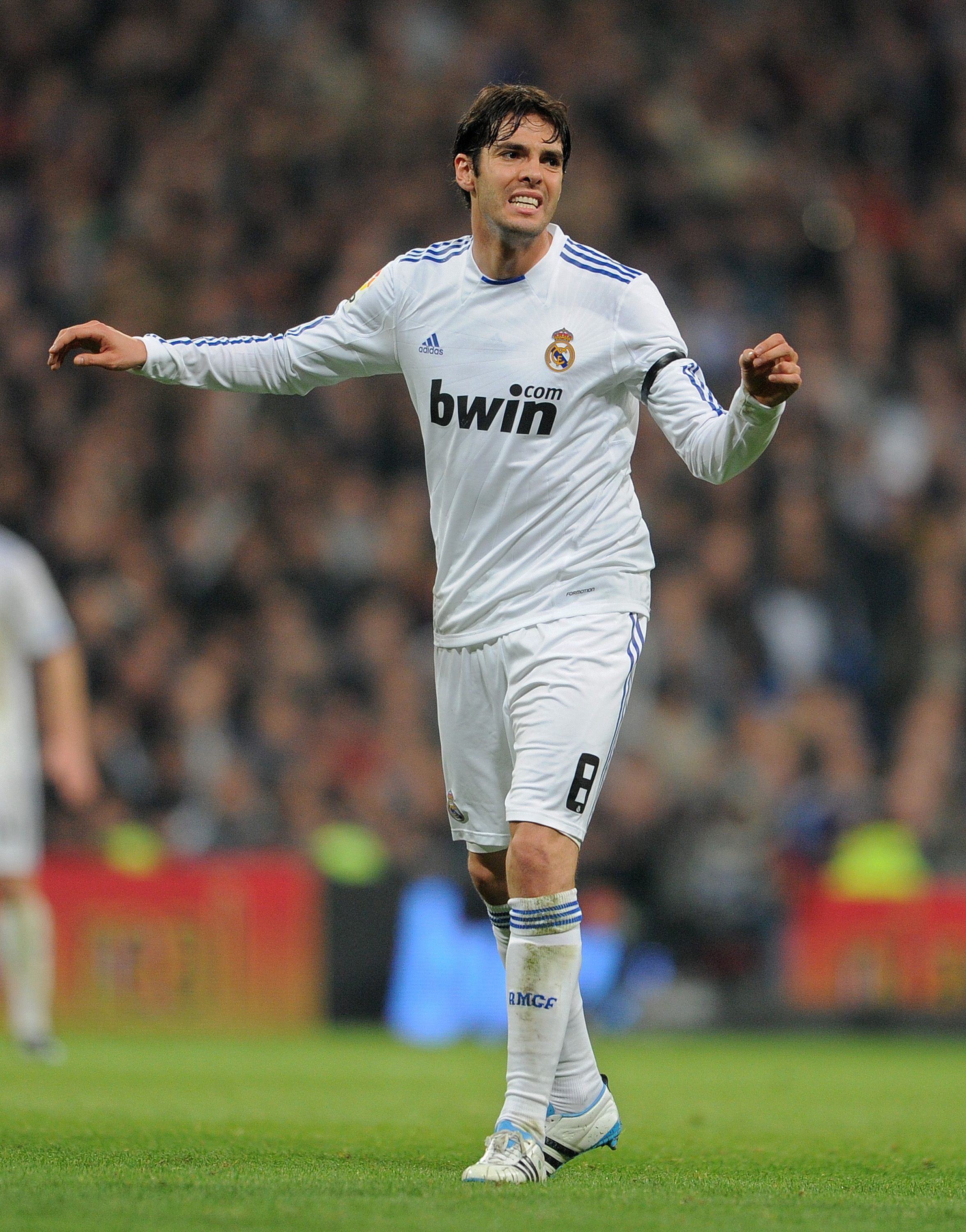 MADRID, SPAIN - JANUARY 13:  Kaka of Real Madrid reacts during the quarter-final Copa del Rey first leg match between Real Madrid and Atletico Madrid at Estadio Santiago Bernabeu on January 13, 2011 in Madrid, Spain.  (Photo by Jasper Juinen/Getty Images)