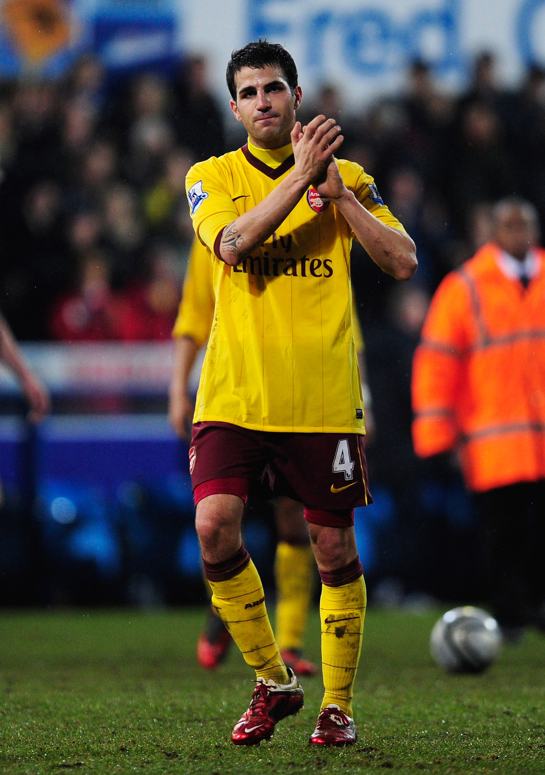 IPSWICH, ENGLAND - JANUARY 12:  Cesc Fabregas of Arsenal looks dejected after the Carling Cup Semi Final First Leg match between Ipswich Town and Arsenal at Portman Road on January 12, 2011 in Ipswich, England.  (Photo by Jamie McDonald/Getty Images)