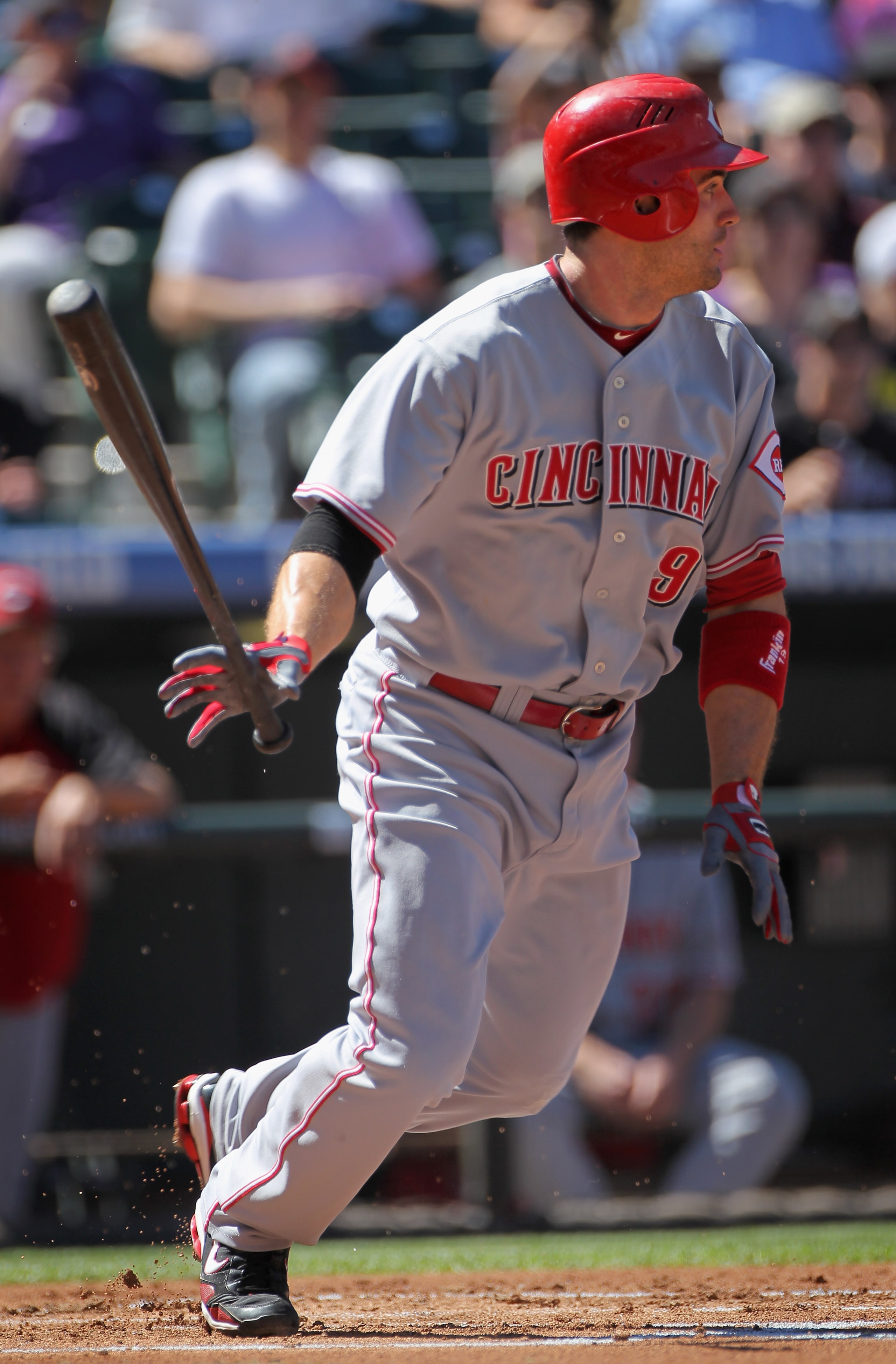 DENVER - SEPTEMBER 09: Joey Votto #19 of the Cincinnati Reds grounds out to pitcher Jason Hammel of the Colorado Rockies to score Brandon Phillips in the second inning at Coors Field on September 9, 2010 in Denver, Colorado. (Photo by Doug Pensinger/Get DENVER - SEPTEMBER 09: Joey Votto #19 of the Cincinnati Reds grounds out to pitcher Jason Hammel of the Colorado Rockies to score Brandon Phillips in the second inning at Coors Field on September 9, 2010 in Denver, Colorado. (Photo by Doug Pensinger/Get