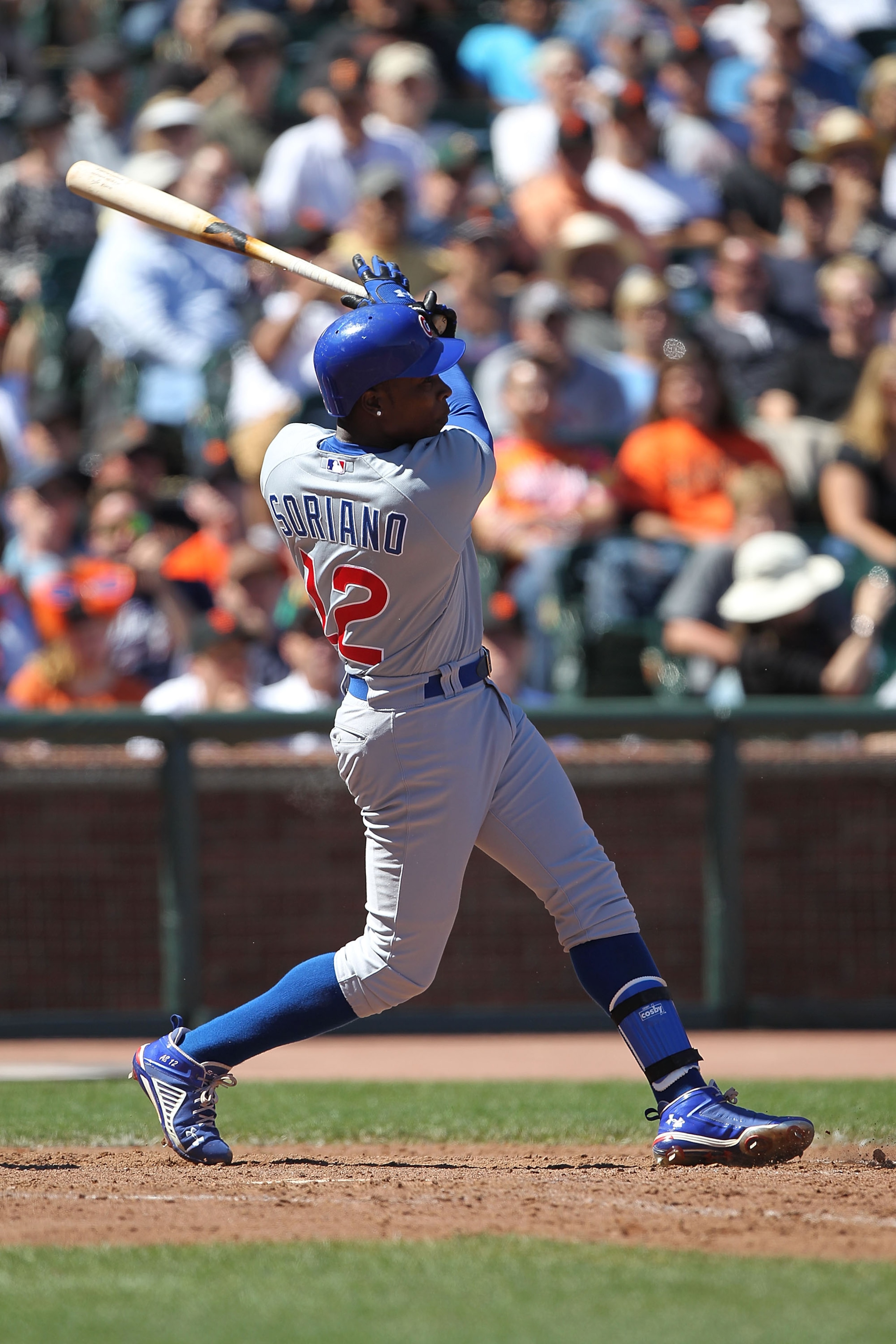 SAN FRANCISCO - AUGUST 12:  Alfonso Soriano #12 of the Chicago Cubs bats against the San Francisco Giants during an MLB game at AT&T Park on August 12, 2010 in San Francisco, California.  (Photo by Jed Jacobsohn/Getty Images)