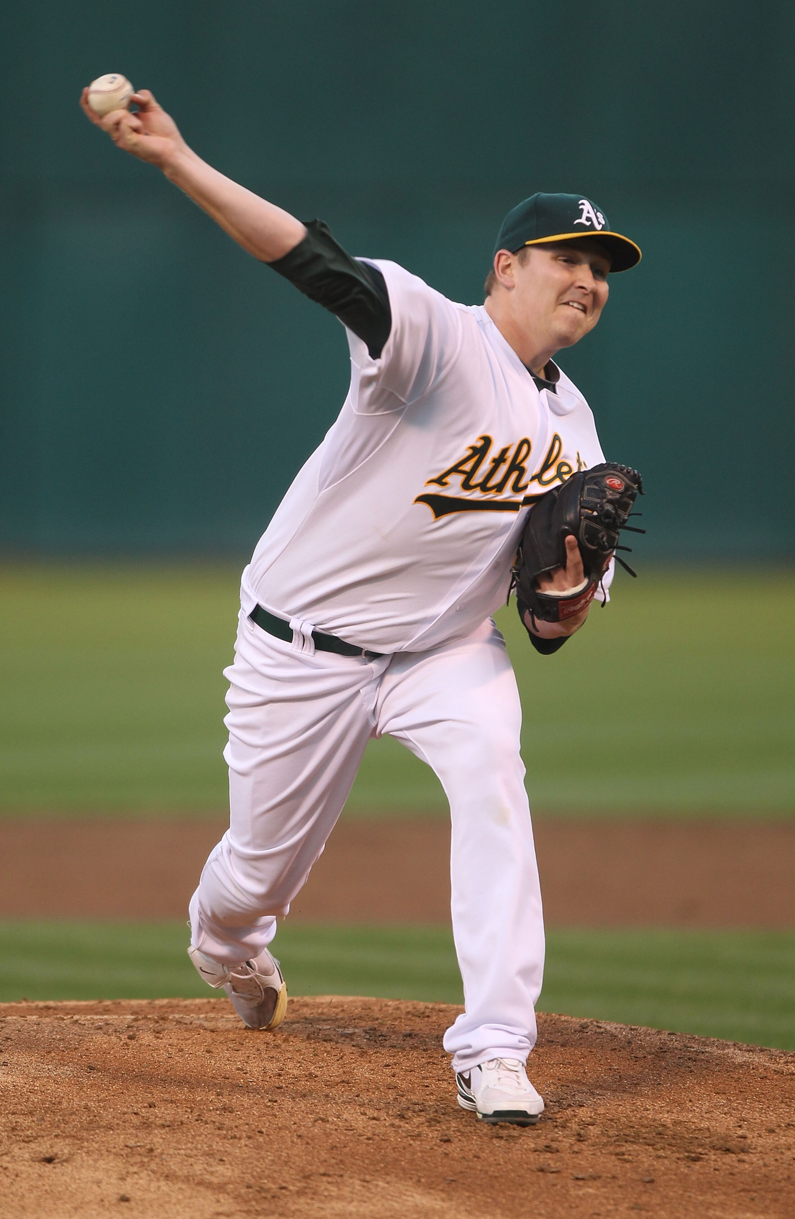 OAKLAND, CA - AUGUST 19:  Trevor Cahill #53 of the Oakland Athletics pitches against the Tampa Bay Rays during an MLB game at the Oakland-Alameda County Coliseum on August 19, 2010 in Oakland, California.  (Photo by Jed Jacobsohn/Getty Images)