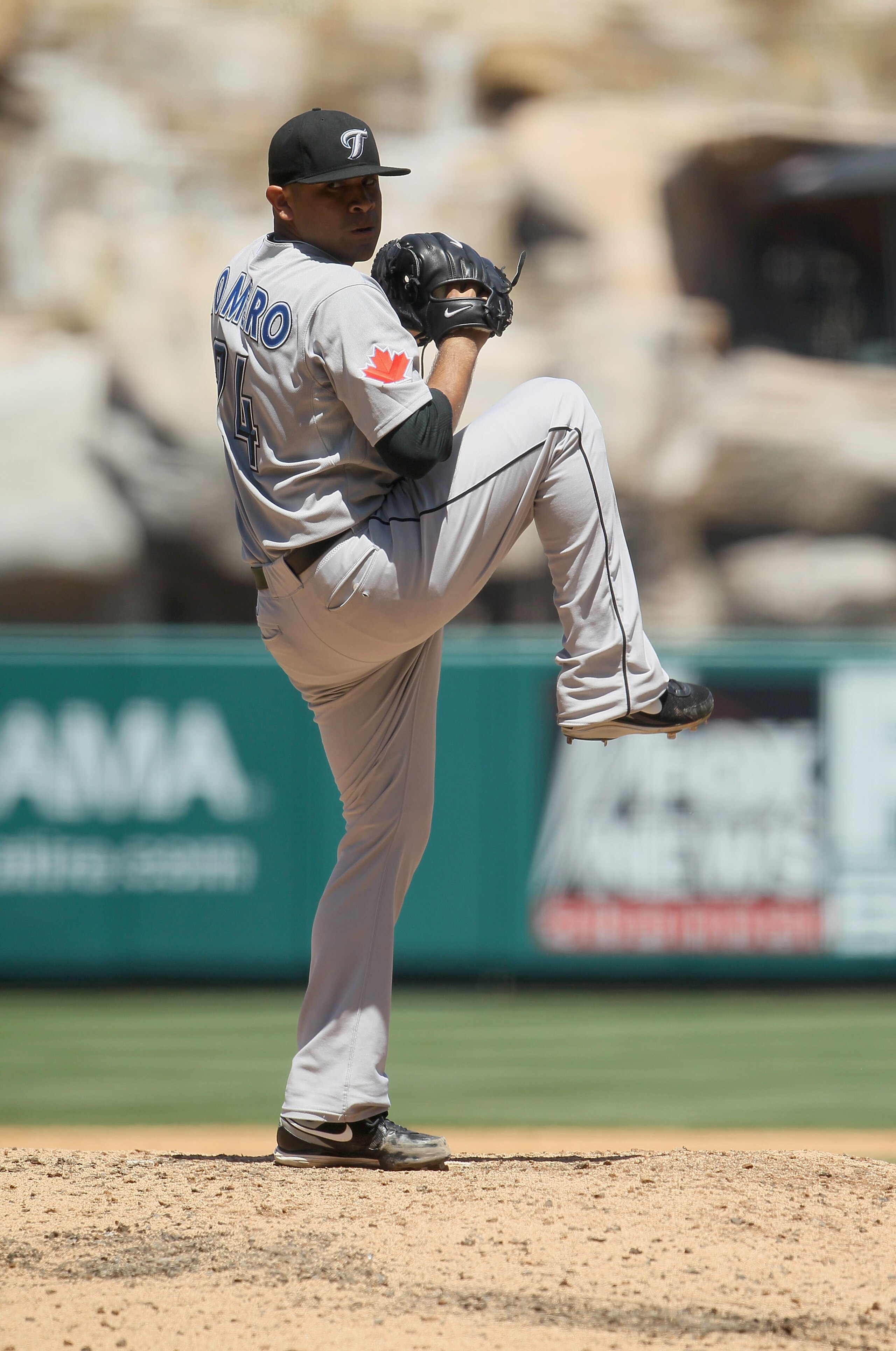 ANAHEIM, CA - AUGUST 15:  Ricky Romero #24 of the Toronto Blue Jays pitches against the Los Angeles Angels of Anaheim at Angel Stadium on August 15, 2010 in Anaheim, California. The Blue Jays defeated the Angels 4-1.  (Photo by Jeff Gross/Getty Images)