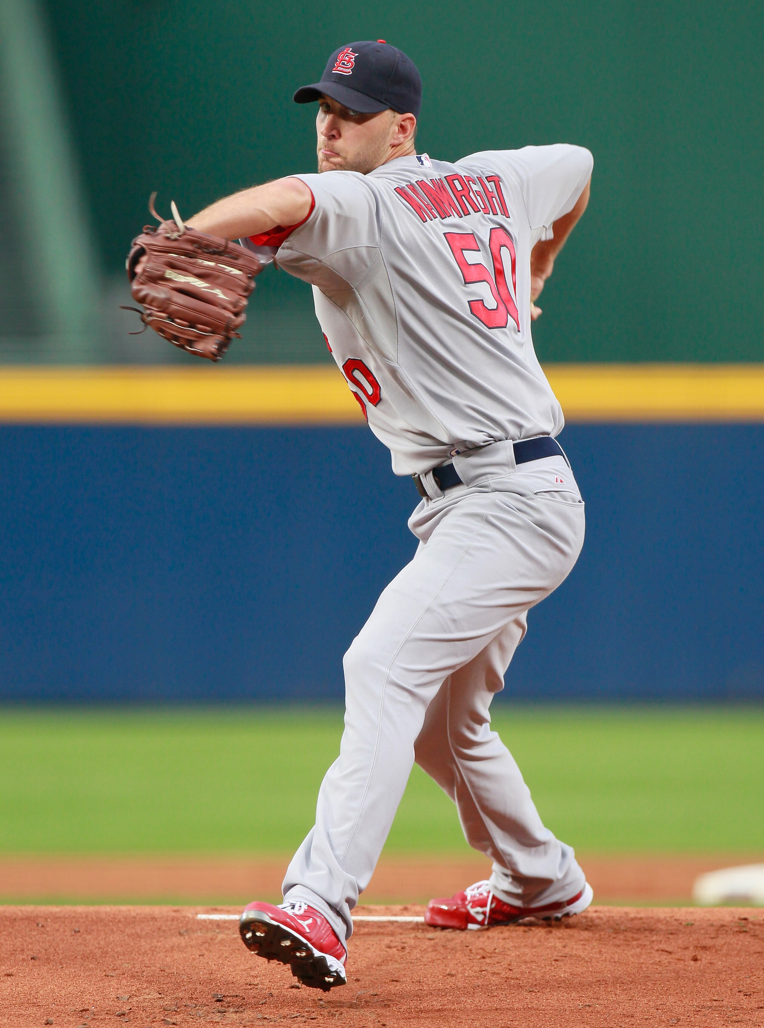 ATLANTA - SEPTEMBER 09:  Starting pitcher Adam Wainwright #50 of the St. Louis Cardinals against the Atlanta Braves at Turner Field on September 9, 2010 in Atlanta, Georgia.  (Photo by Kevin C. Cox/Getty Images)