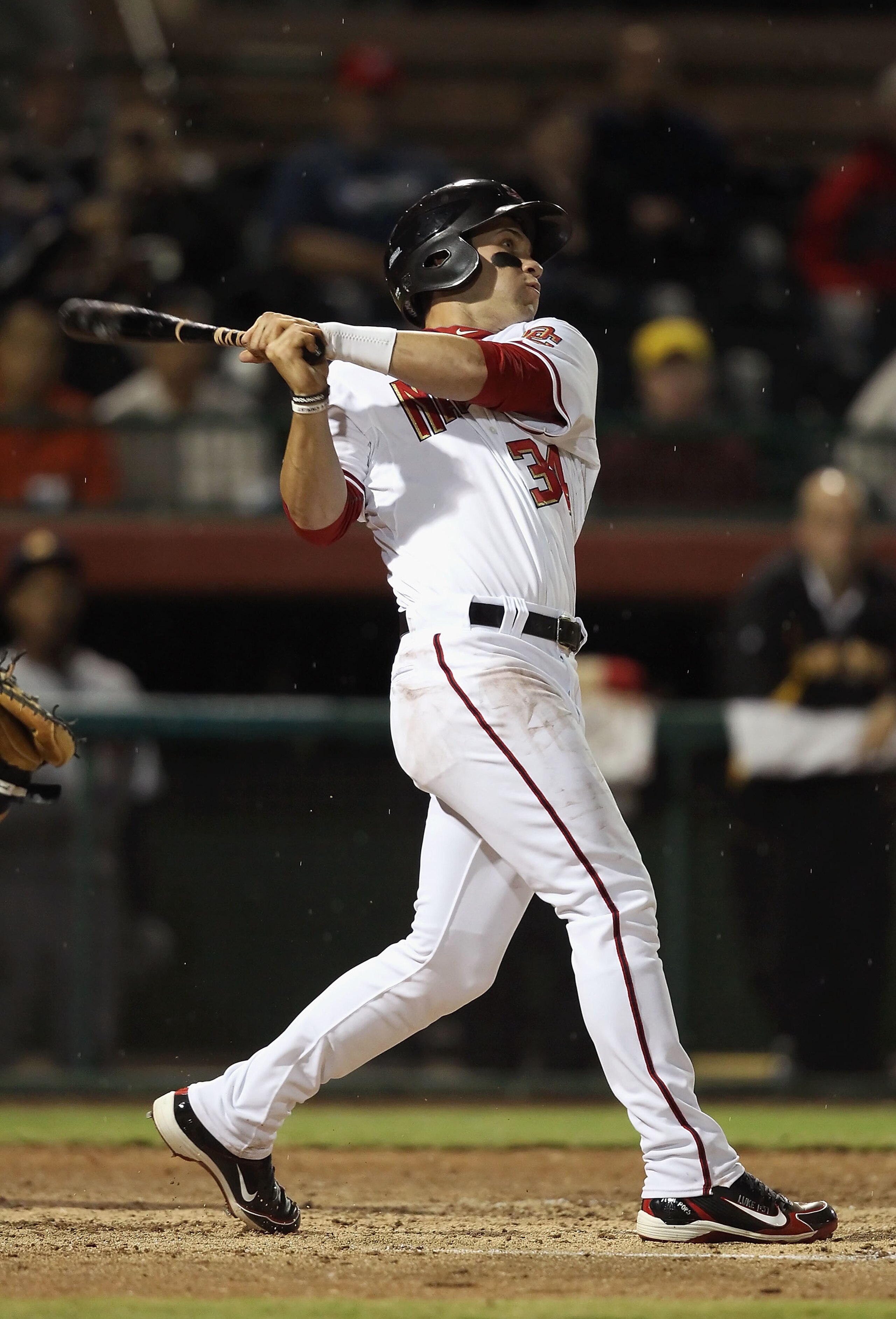 SCOTTSDALE, AZ - OCTOBER 20:  Washington Nationals prospect, Bryce Harper #34 playing for the Scottsdale Scorpions bats against the Mesa Solar Sox during the AZ Fall League game at Scottsdale Stadium on October 20, 2010 in Scottsdale, Arizona.  (Photo by