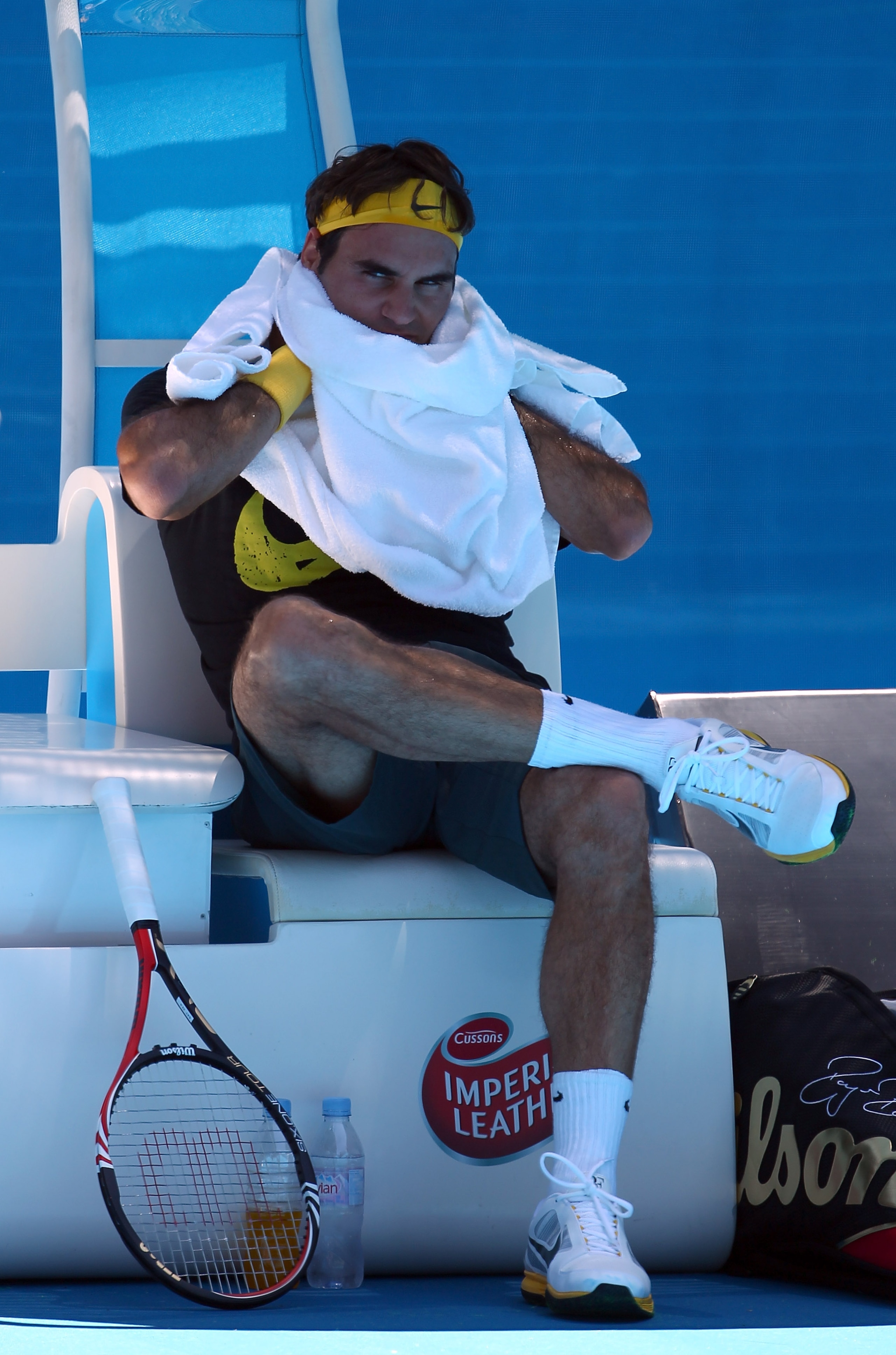 MELBOURNE, AUSTRALIA - JANUARY 15: Roger Federer of Switzerland looks on during a practice session ahead of the 2011 Australian Open at Melbourne Park on January 15, 2011 in Melbourne, Australia. (Photo by Julian Finney/Getty Images) MELBOURNE, AUSTRALIA - JANUARY 15: Roger Federer of Switzerland looks on during a practice session ahead of the 2011 Australian Open at Melbourne Park on January 15, 2011 in Melbourne, Australia. (Photo by Julian Finney/Getty Images)