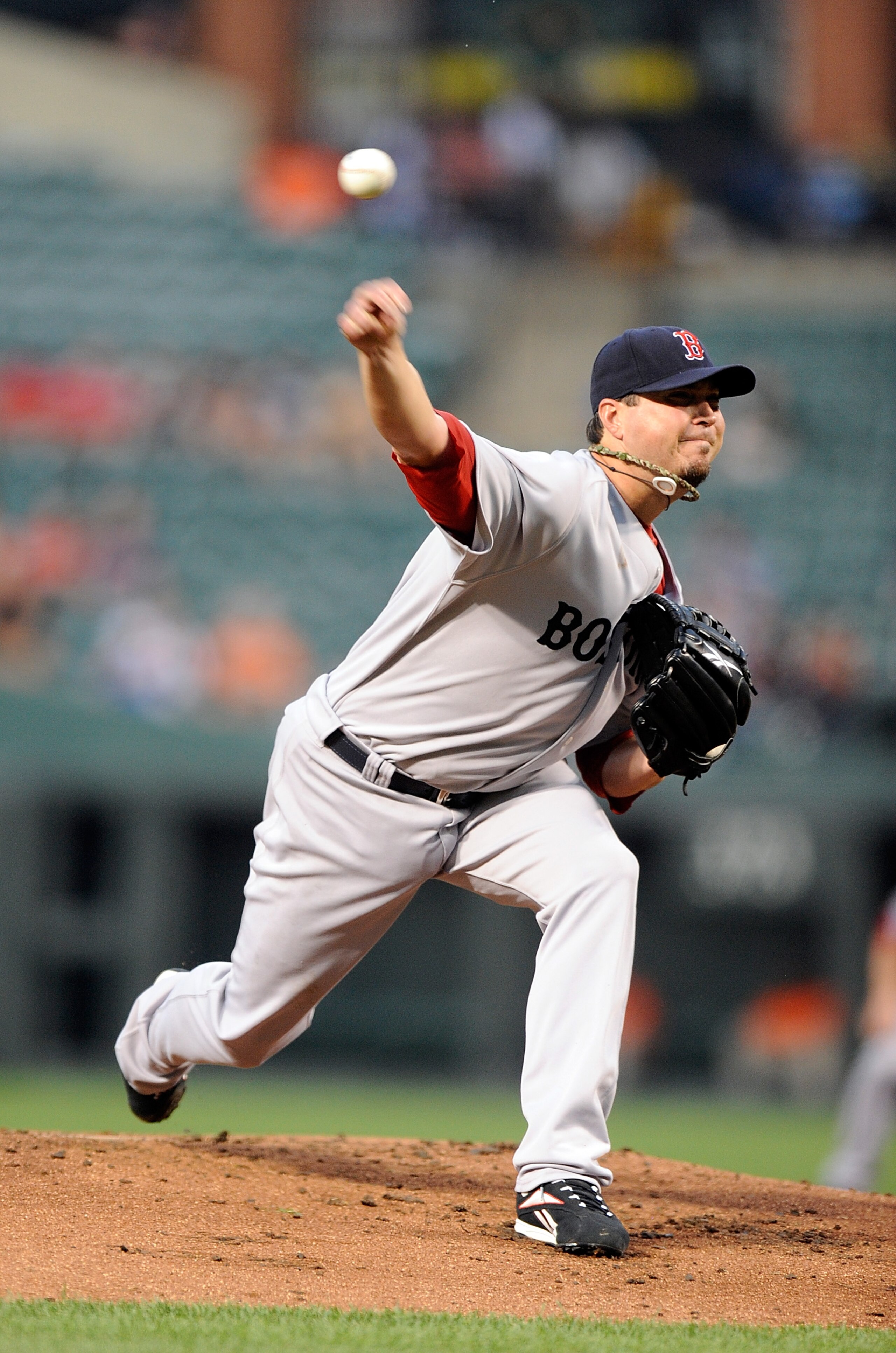 BALTIMORE - AUGUST 31:  Josh Beckett #19 of the Boston Red Sox pitches against the Baltimore Orioles at Camden Yards on August 31, 2010 in Baltimore, Maryland.  (Photo by Greg Fiume/Getty Images)