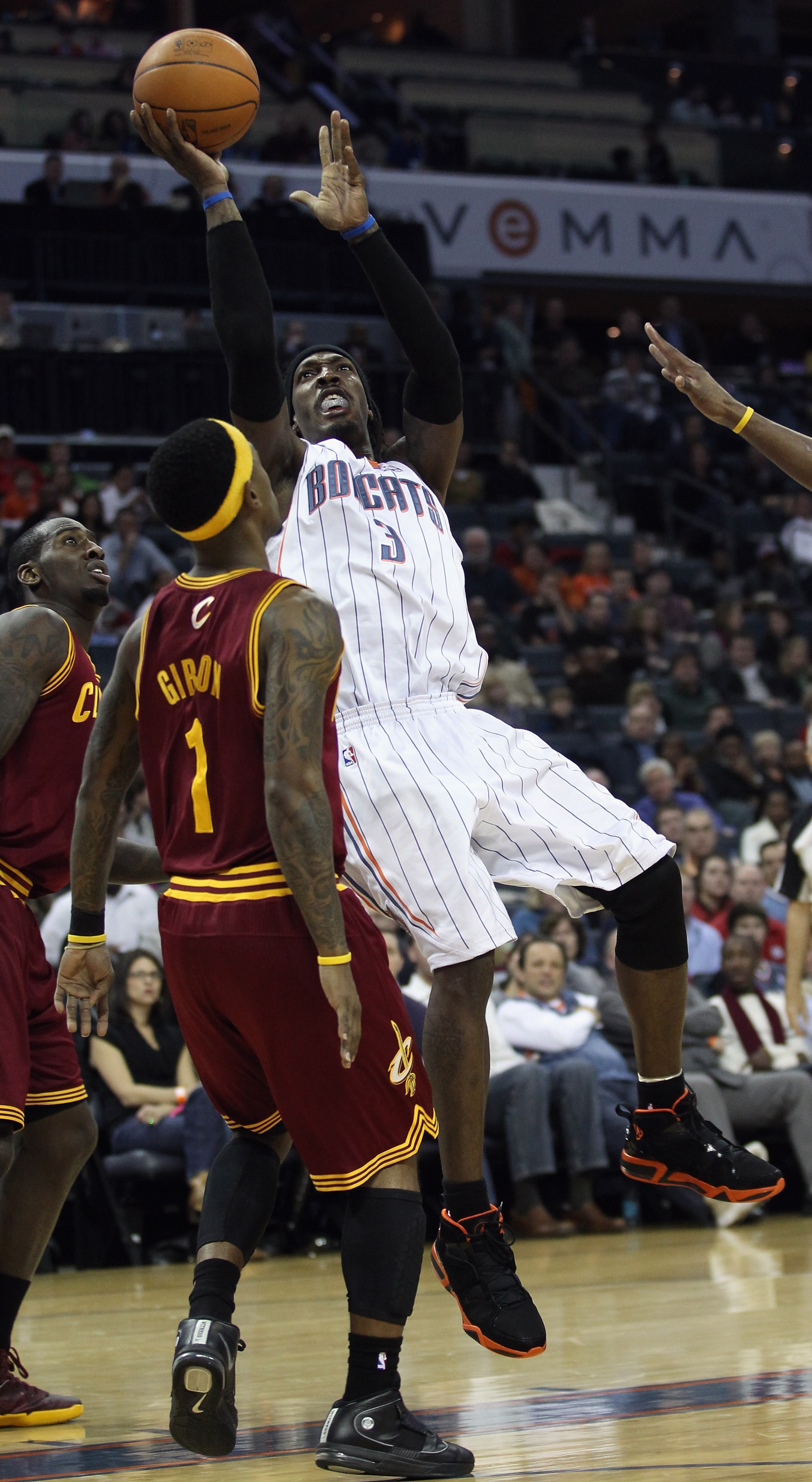 CHARLOTTE, NC - DECEMBER 29:  Daniel Gibson #1 of the Cleveland Cavaliers backs away from Gerald Wallace #3 of the Charlotte Bobcats during their game at Time Warner Cable Arena on December 29, 2010 in Charlotte, North Carolina. NOTE TO USER: User express