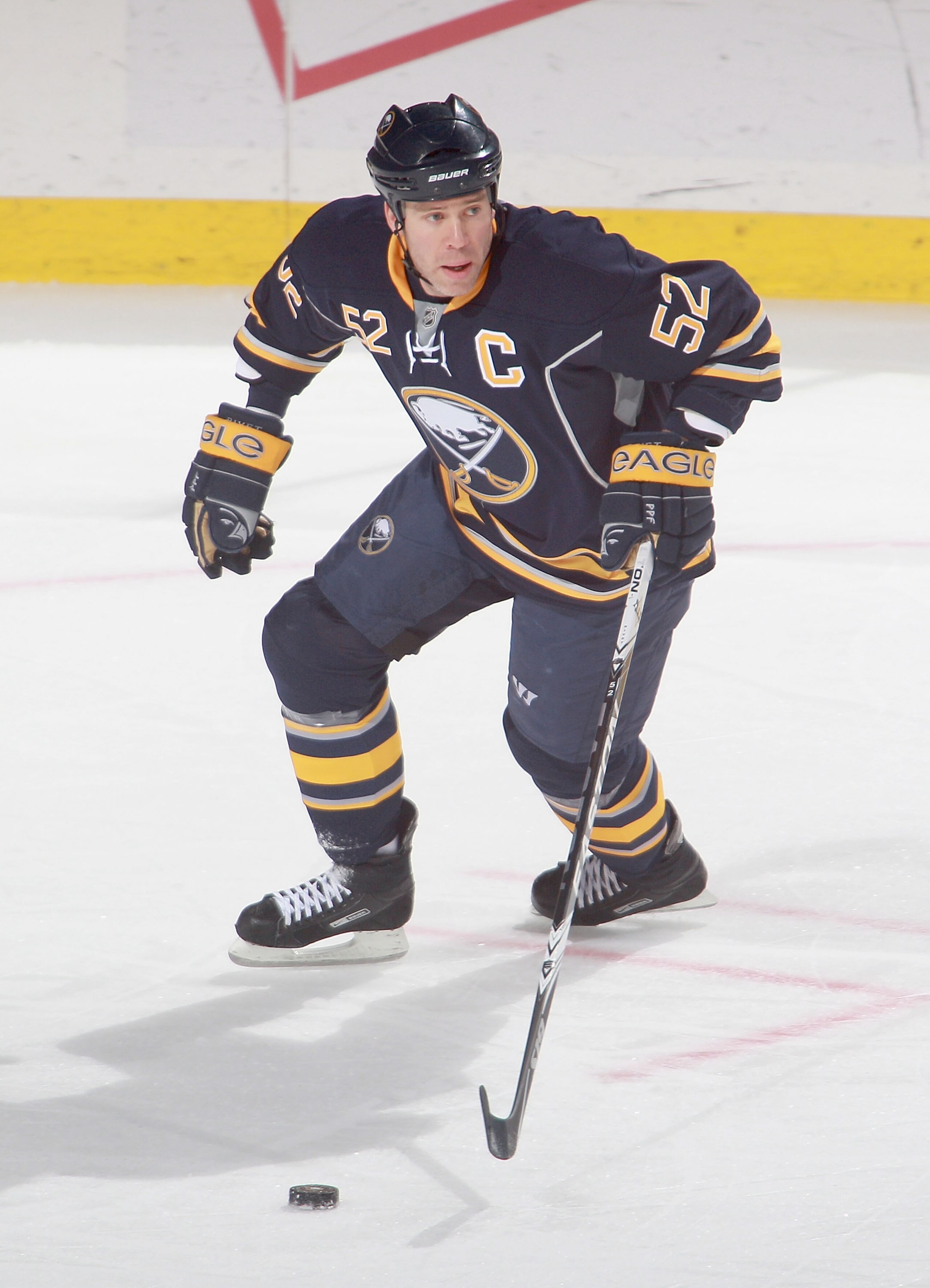 BUFFALO, NY - DECEMBER 23: Craig Rivet #52 of the Buffalo Sabres skates against the Florida Panthers at HSBC Arena on December 23, 2010 in Buffalo, New York. Florida won 4-3. (Photo by Rick Stewart/Getty Images)