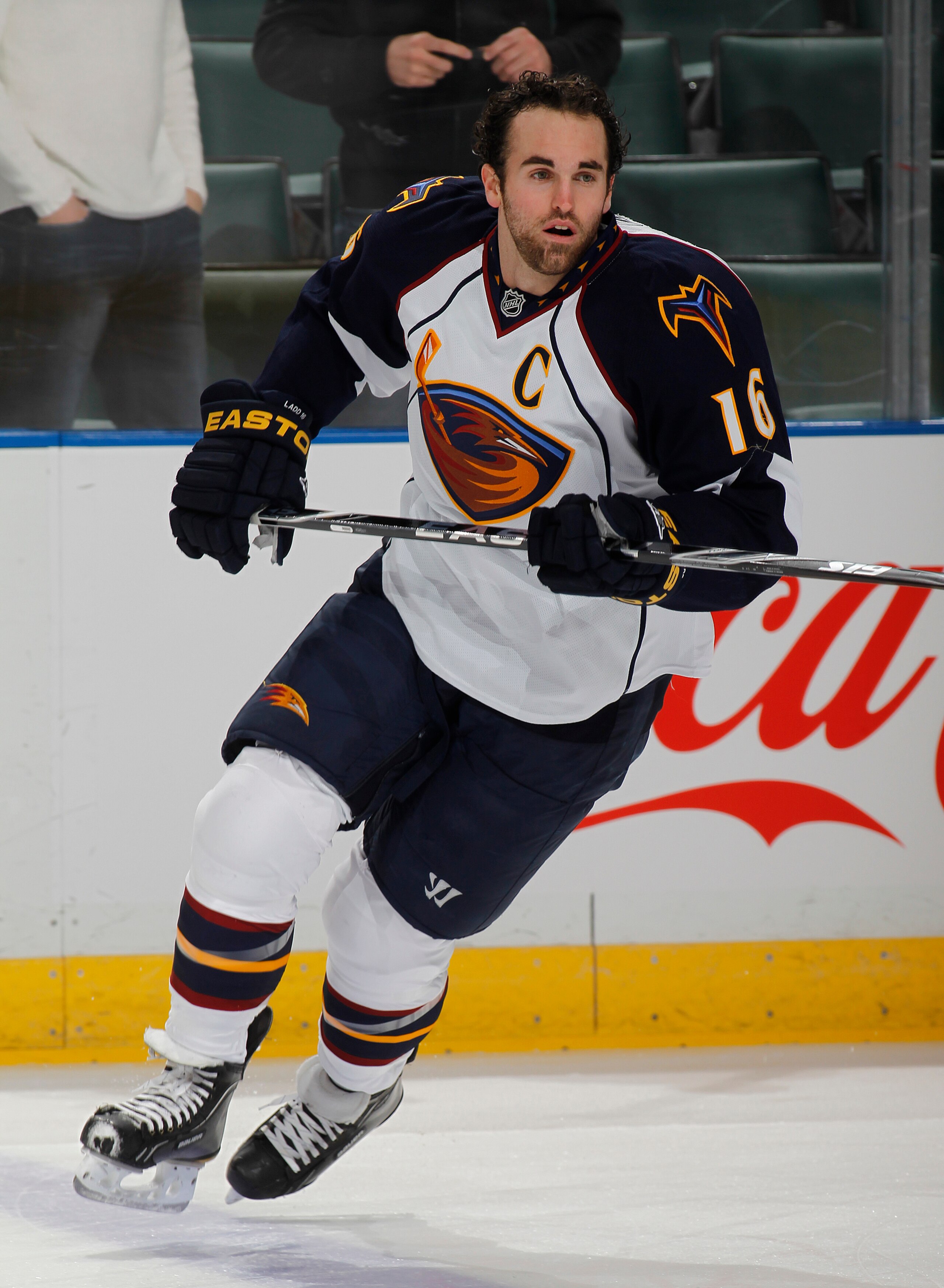 SUNRISE, FL - JANUARY 5: Andrew Ladd #16 of the Atlanta Thrashers skates prior to the game against the Florida Panthers on January 5, 2011 at the BankAtlantic Center in Sunrise, Florida.  (Photo by Joel Auerbach/Getty Images)