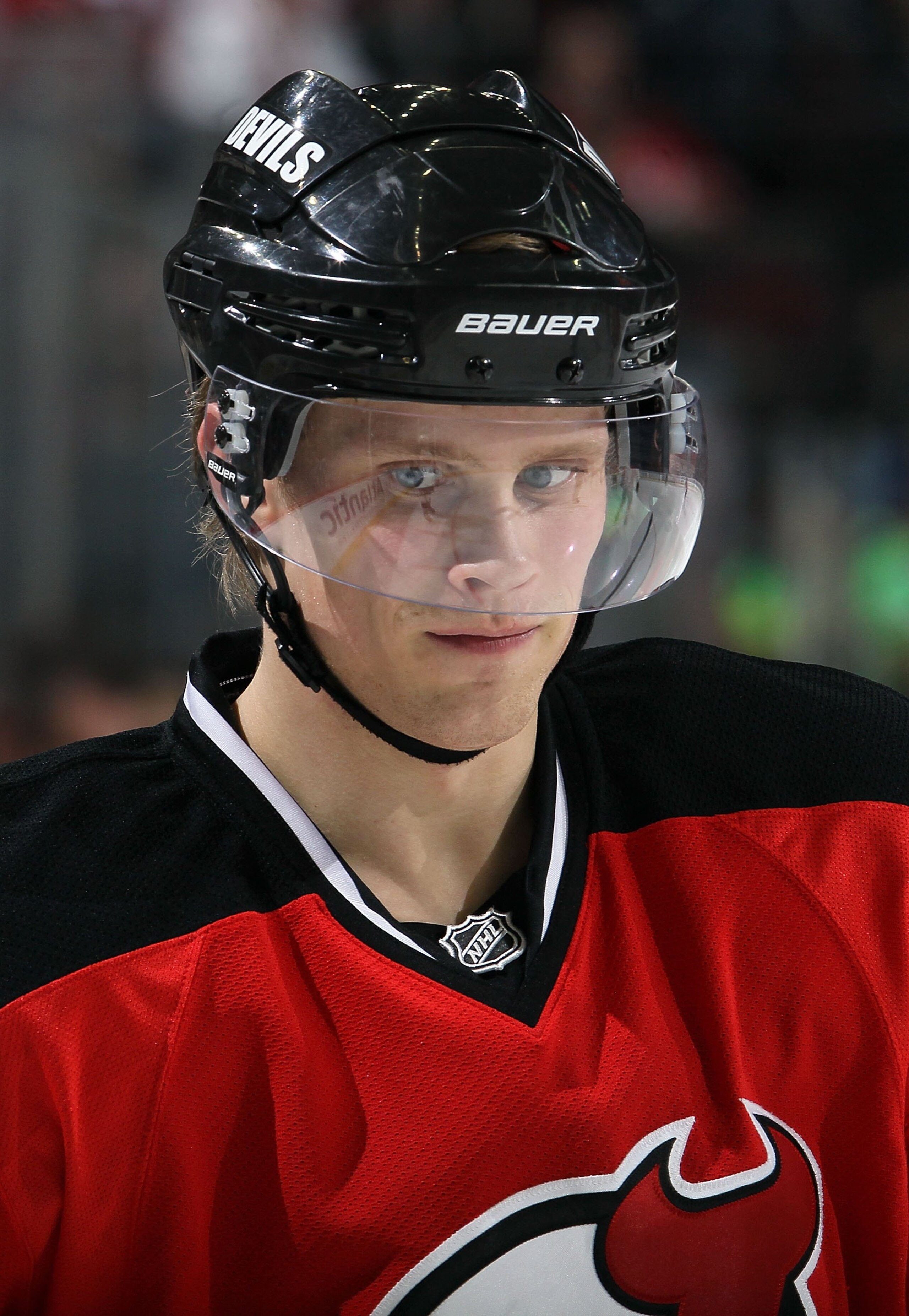NEWARK, NJ - DECEMBER 31:  Mattias Tedenby #21 of the New Jersey Devils looks on against the Atlanta Thrashers at the Prudential Center on December 31, 2010 in Newark, New Jersey.  (Photo by Jim McIsaac/Getty Images)