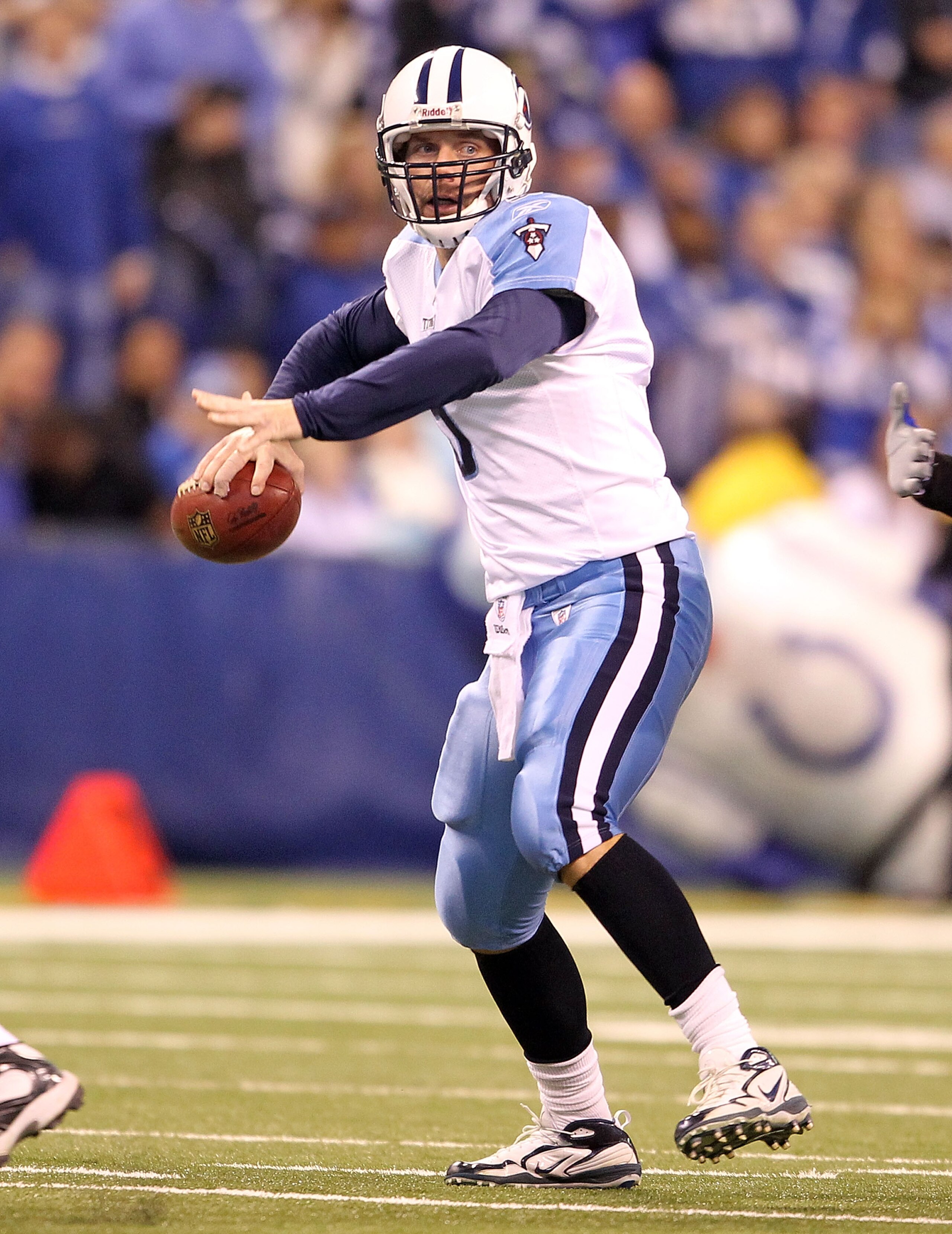 INDIANAPOLIS - JANUARY 02: Kerry Collins #5 of the Tennessee Titans throws a pass during NFL game against the Indianapolis Colts at Lucas Oil Stadium on January 2, 2011 in Indianapolis, Indiana. (Photo by Andy Lyons/Getty Images) INDIANAPOLIS - JANUARY 02: Kerry Collins #5 of the Tennessee Titans throws a pass during NFL game against the Indianapolis Colts at Lucas Oil Stadium on January 2, 2011 in Indianapolis, Indiana. (Photo by Andy Lyons/Getty Images)