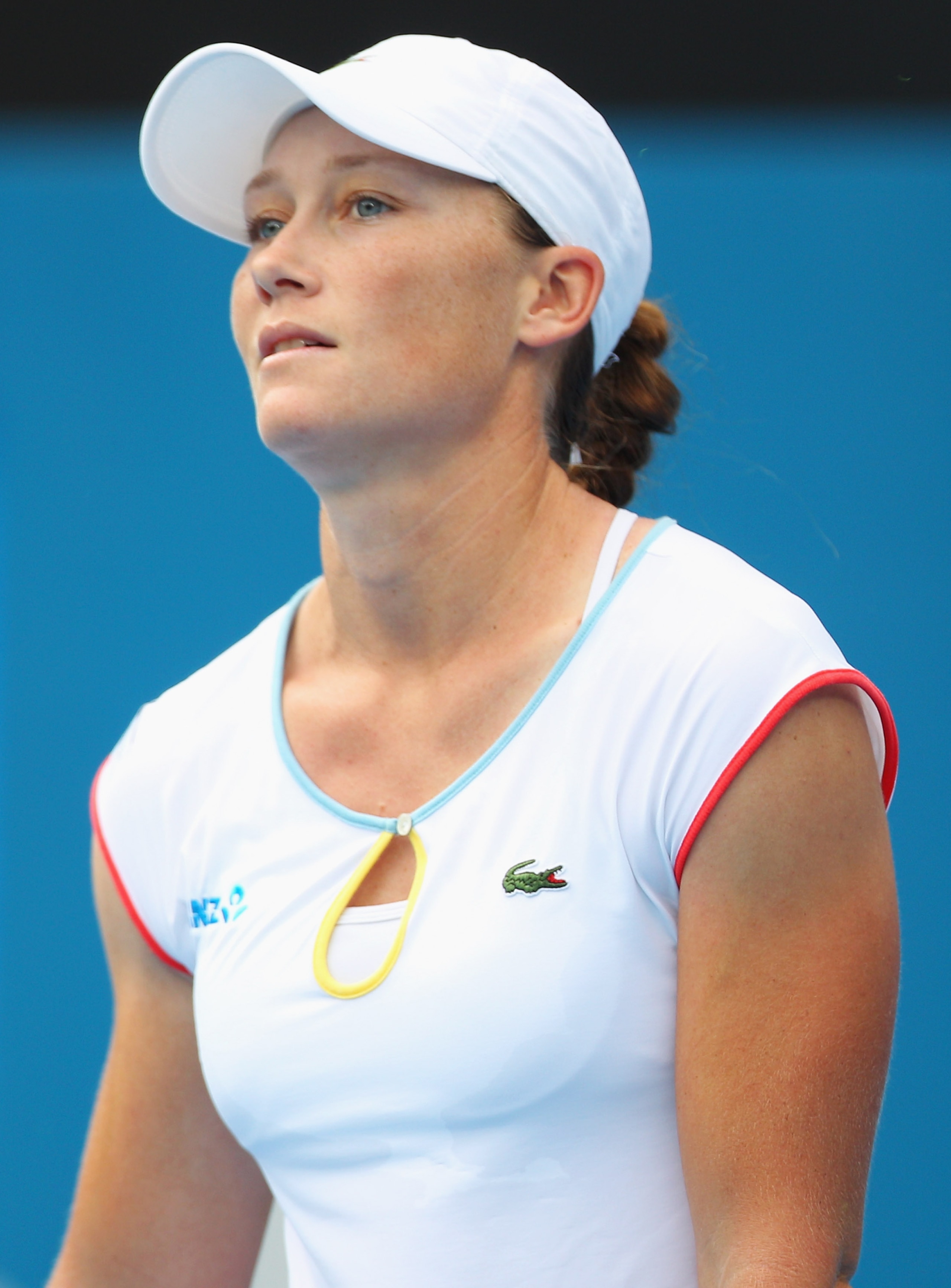 SYDNEY, AUSTRALIA - JANUARY 11: Sam Stosur of Australia reacts after losing a point in her match against Svetlana Kuznetsova of Russiaduring day three of the 2011 Medibank International at Sydney Olympic Park Tennis Centre on January 11, 2011 in Sydney, SYDNEY, AUSTRALIA - JANUARY 11: Sam Stosur of Australia reacts after losing a point in her match against Svetlana Kuznetsova of Russiaduring day three of the 2011 Medibank International at Sydney Olympic Park Tennis Centre on January 11, 2011 in Sydney,