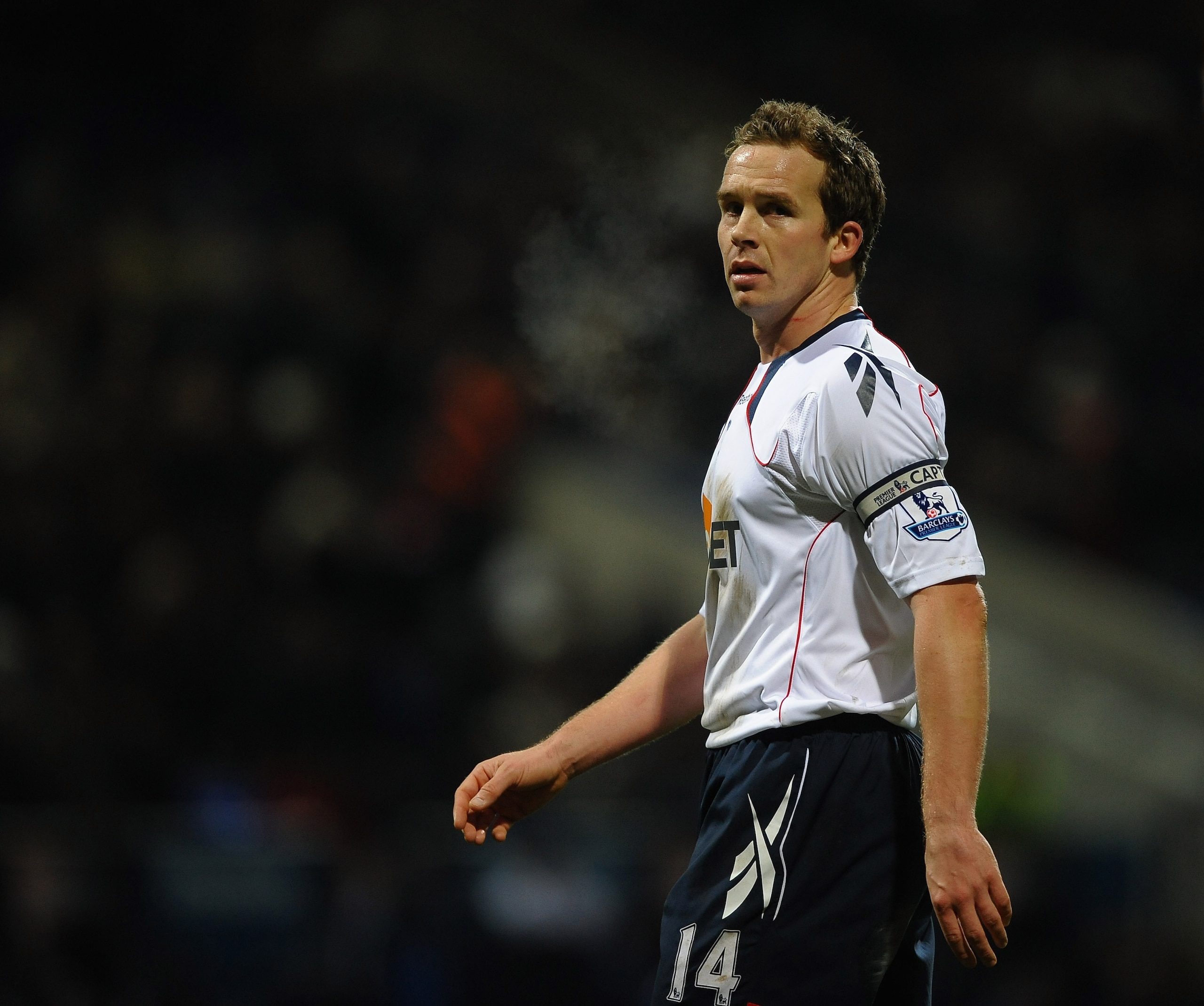 BOLTON, ENGLAND - DECEMBER 26: Kevin Davies of Bolton Wanders looks on during the Barclays Premier League match between Bolton Wanderers and West Bromwich Albion at Reebok Stadium on December 26, 2010 in Bolton, England.  (Photo by Laurence Griffiths/Gett