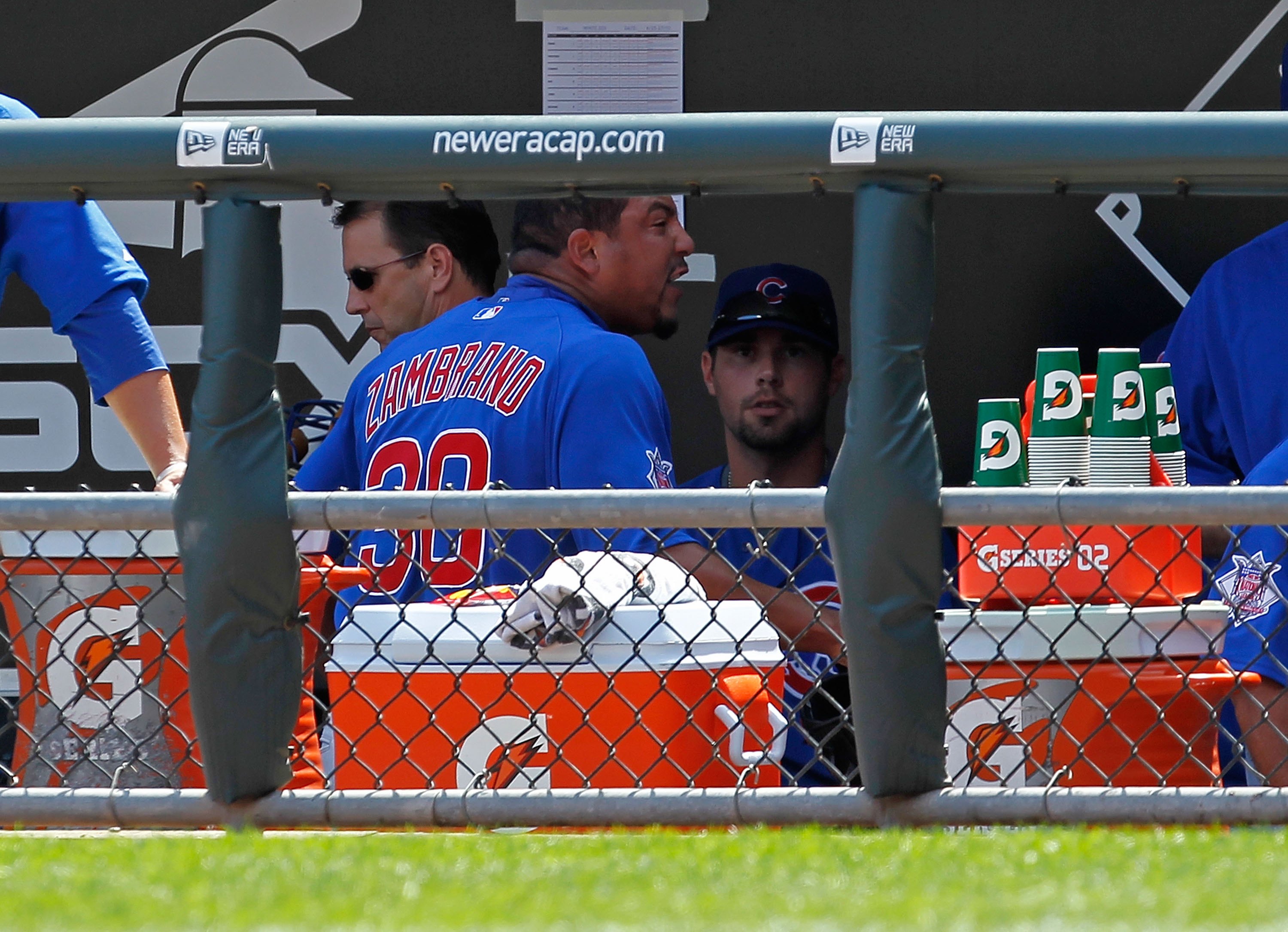 Chicago Cubs starting pitcher Carlos Zambrano (38) reacts after