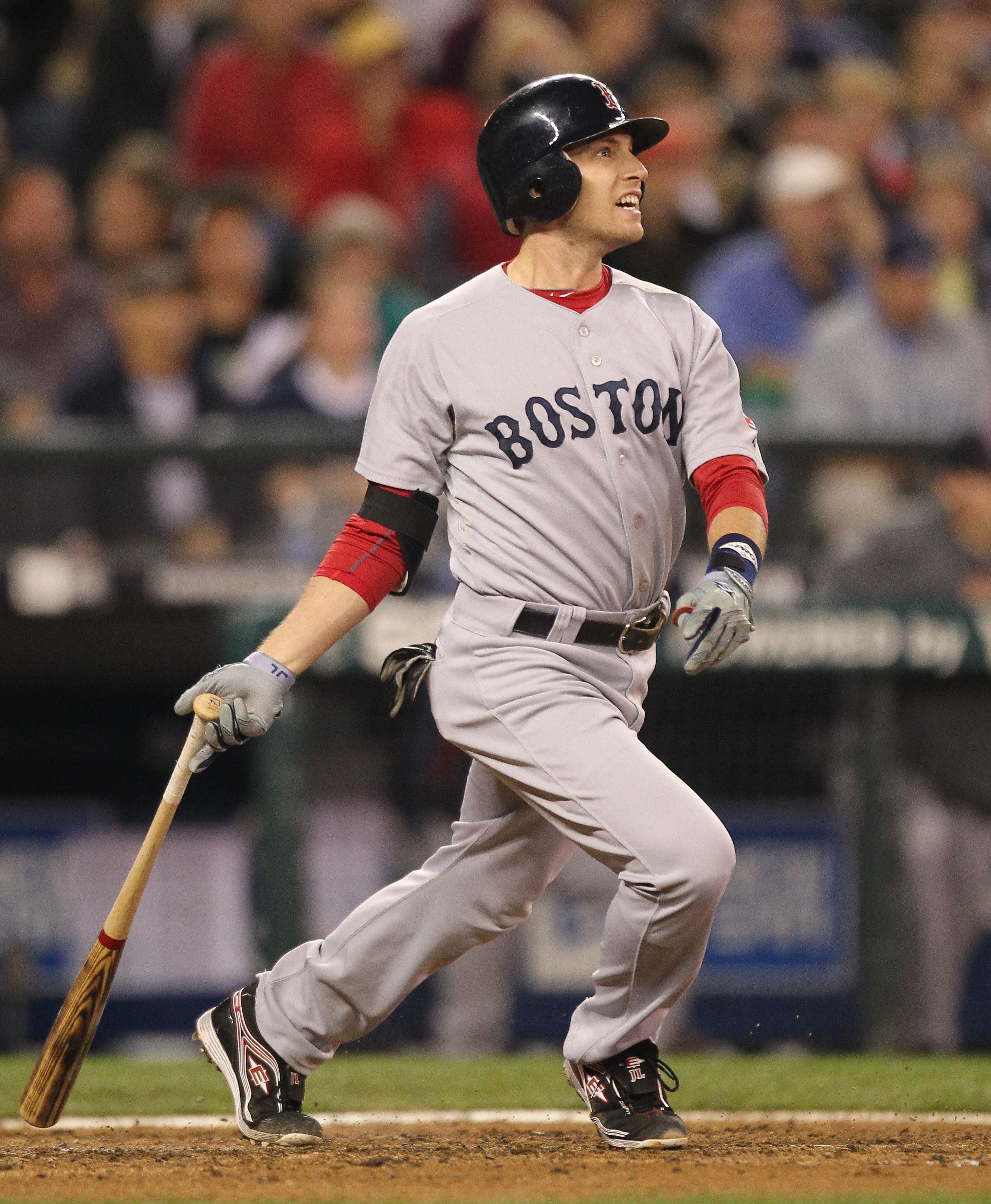 SEATTLE - SEPTEMBER 13:  Jed Lowrie #12 of the Boston Red Sox bats against the Seattle Mariners at Safeco Field on September 13, 2010 in Seattle, Washington. (Photo by Otto Greule Jr/Getty Images)