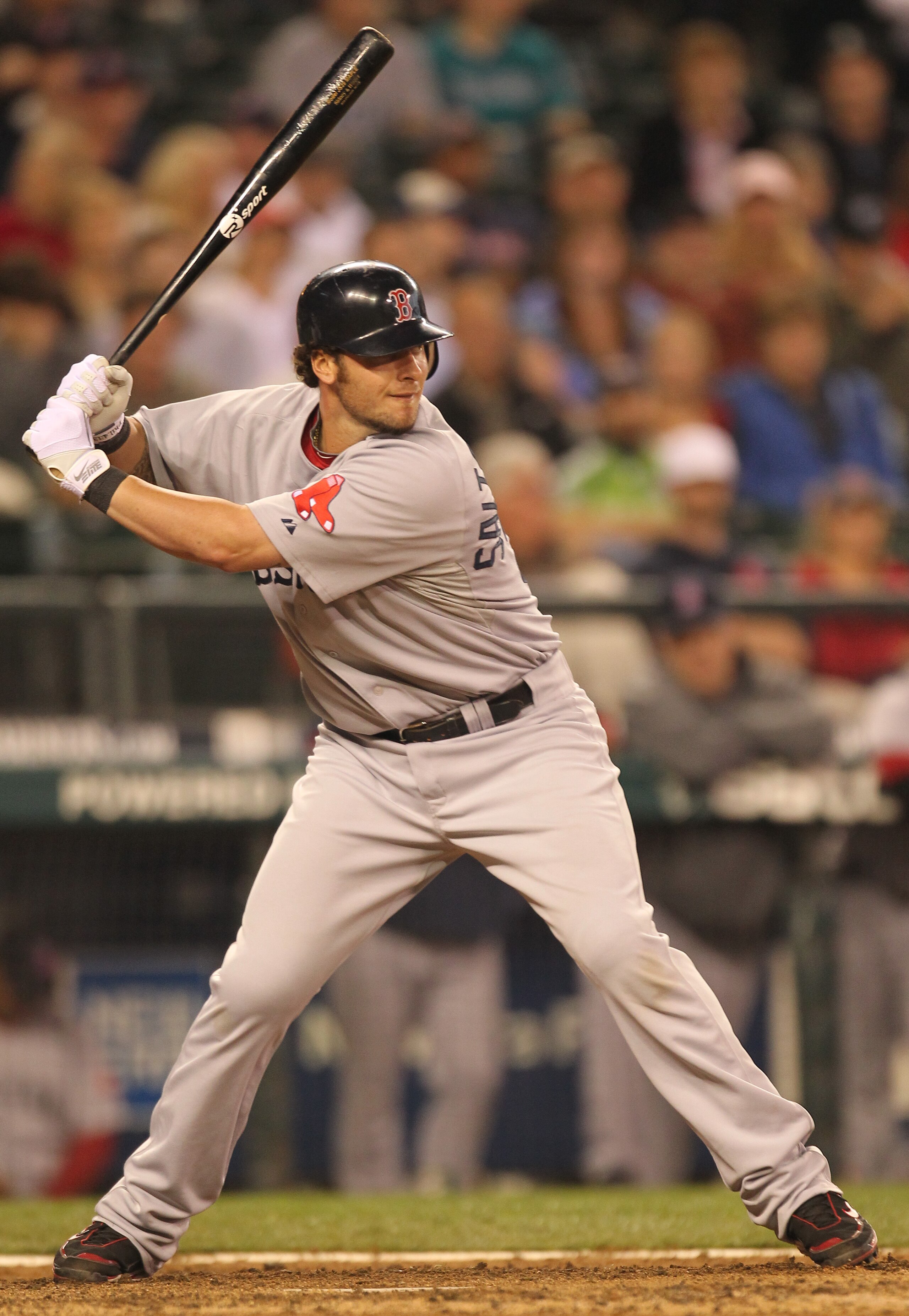 SEATTLE - SEPTEMBER 15:  Jarrod Saltalamacchia #39 of the Boston Red Sox bats against the Seattle Mariners at Safeco Field on September 15, 2010 in Seattle, Washington. (Photo by Otto Greule Jr/Getty Images)