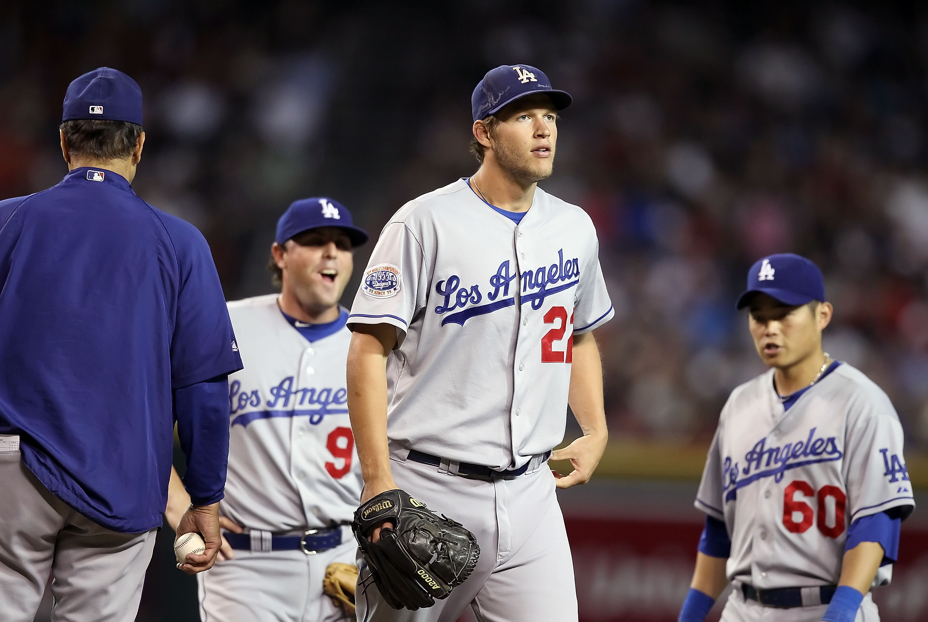 May 19, 2012 Los Angeles, CA. Los Angeles Dodgers starting pitcher Clayton  Kershaw #22 pitches during the Major League Baseball game between the Los  Angeles Dodgers and the St. Louis Cardinals at