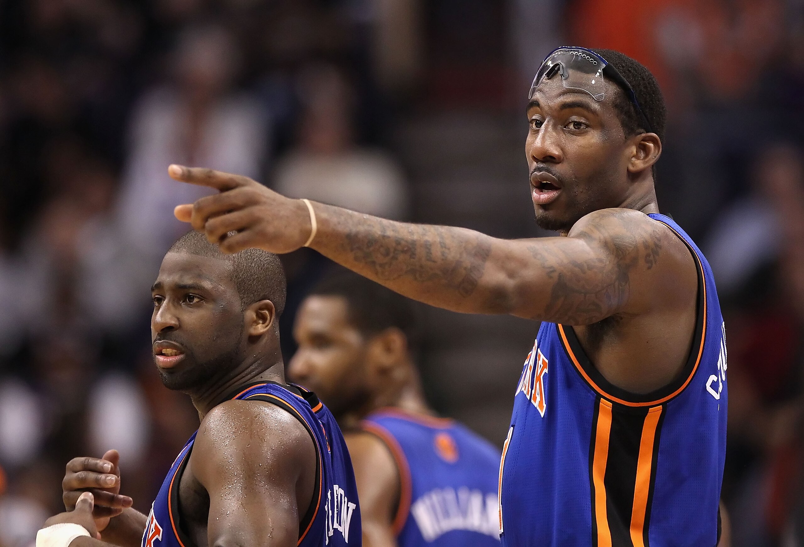 PHOENIX, AZ - JANUARY 07:  Amar'e Stoudemire #1 of the New York Knicks during the NBA game against the Phoenix Suns at US Airways Center on January 7, 2011 in Phoenix, Arizona.  NOTE TO USER: User expressly acknowledges and agrees that, by downloading and