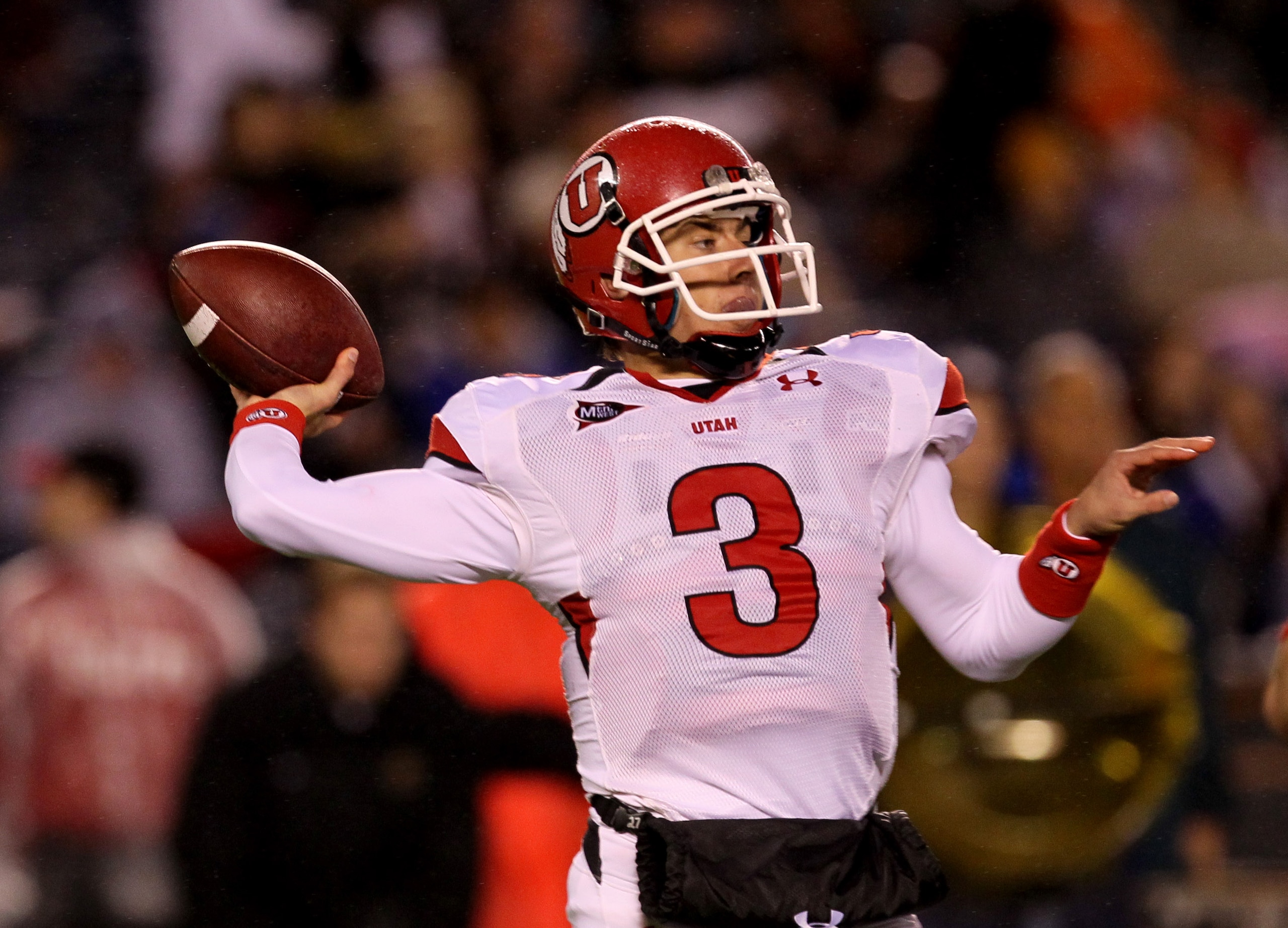 SAN DIEGO - NOVEMBER 20: Quarterback Jordan Wynn #3 of the Utah Utes throws a pass against the San Deigo State Aztecs at Qualcomm Stadium on November 20, 2010 in San Diego, California. (Photo by Stephen Dunn/Getty Images) SAN DIEGO - NOVEMBER 20: Quarterback Jordan Wynn #3 of the Utah Utes throws a pass against the San Deigo State Aztecs at Qualcomm Stadium on November 20, 2010 in San Diego, California. (Photo by Stephen Dunn/Getty Images)