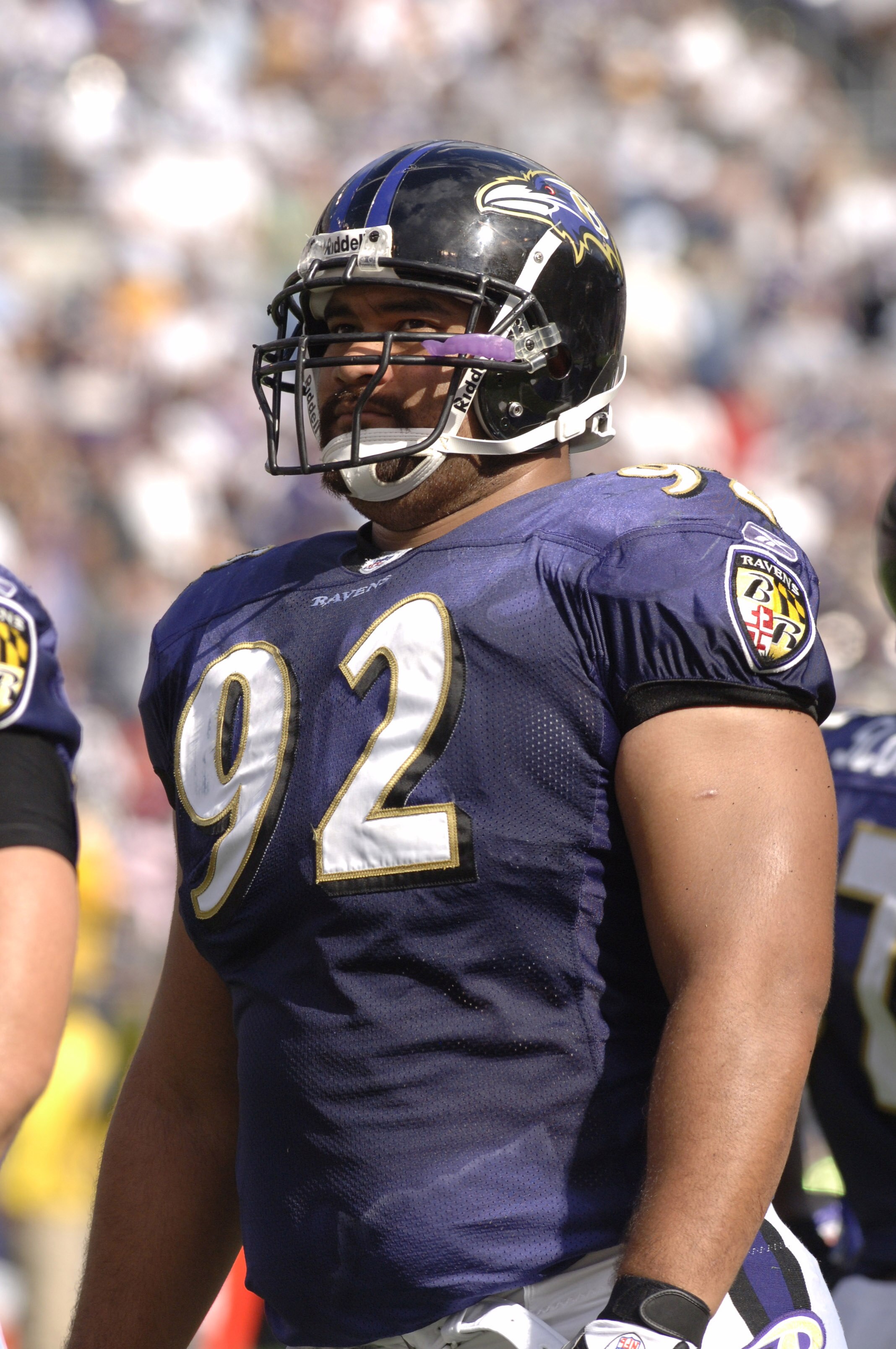 Baltimore Ravens defensive tackle Haloti Ngata against the San Diego Chargers on October 1, 2006 in Baltimore, Maryland.  The Ravens won 16 - 13.  (Photo by Al Messerschmidt/Getty Images)