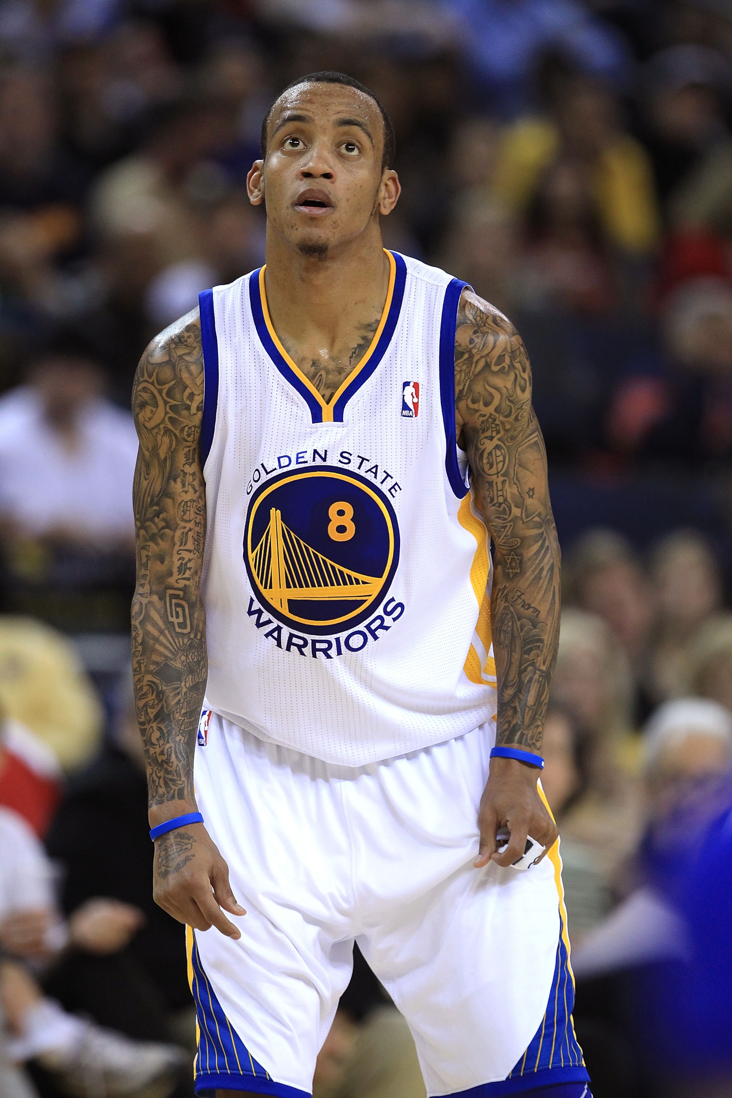 OAKLAND, CA - DECEMBER 20:  Monta Ellis #8 of the Golden State Warriors in action against the Houston Rockets at Oracle Arena on December 20, 2010 in Oakland, California. NOTE TO USER: User expressly acknowledges and agrees that, by downloading and or usi