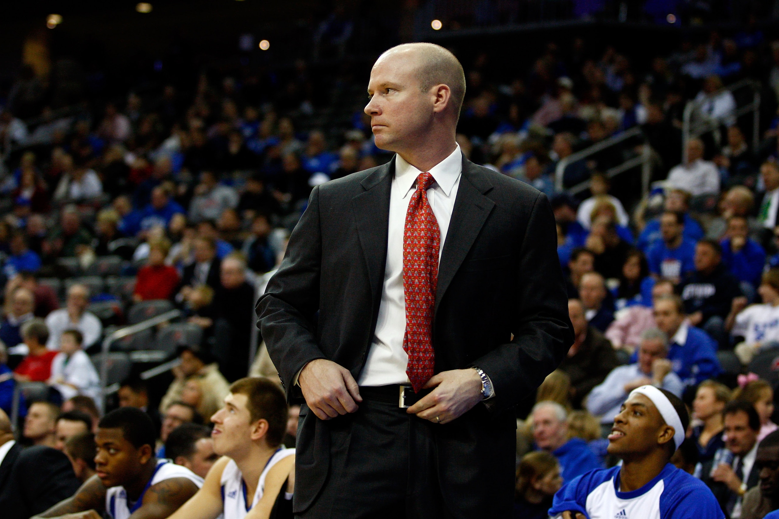 NEWARK, NJ - DECEMBER 22: Head coach Kevin Willard of the Seton Hall Pirates coaches against the Dayton Flyers at Prudential Center on December 22, 2010 in Newark, New Jersey. (Photo by Chris Chambers/Getty Images)