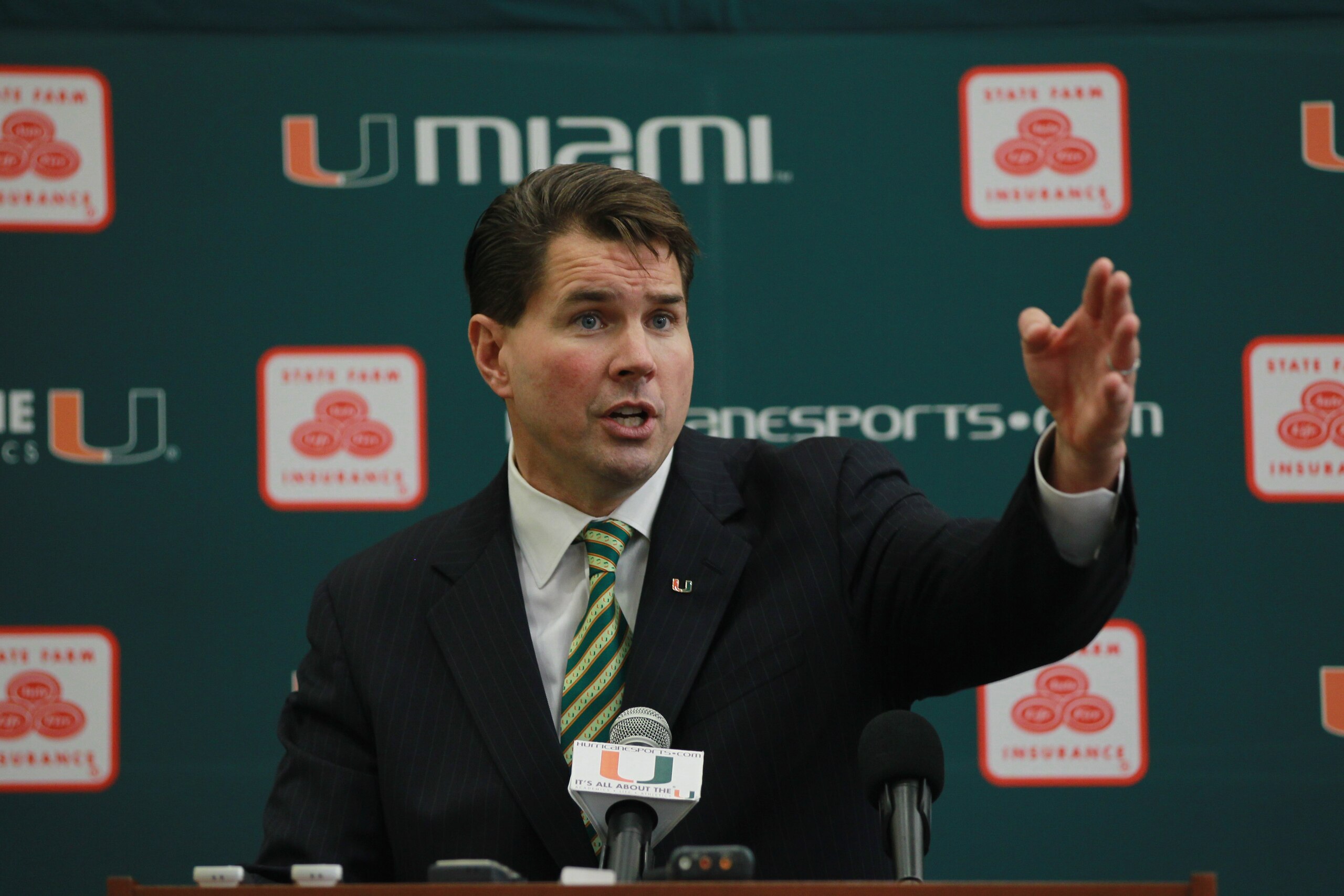 CORAL GABLES, FL - DECEMBER 13: Former Temple University football coach Al Golden, 41, speaks to the media after being introduced as the new head coach at the University of Miami on December 13, 2010 in Coral Gables, Florida. Golden is replacing Randy CORAL GABLES, FL - DECEMBER 13: Former Temple University football coach Al Golden, 41, speaks to the media after being introduced as the new head coach at the University of Miami on December 13, 2010 in Coral Gables, Florida. Golden is replacing Randy