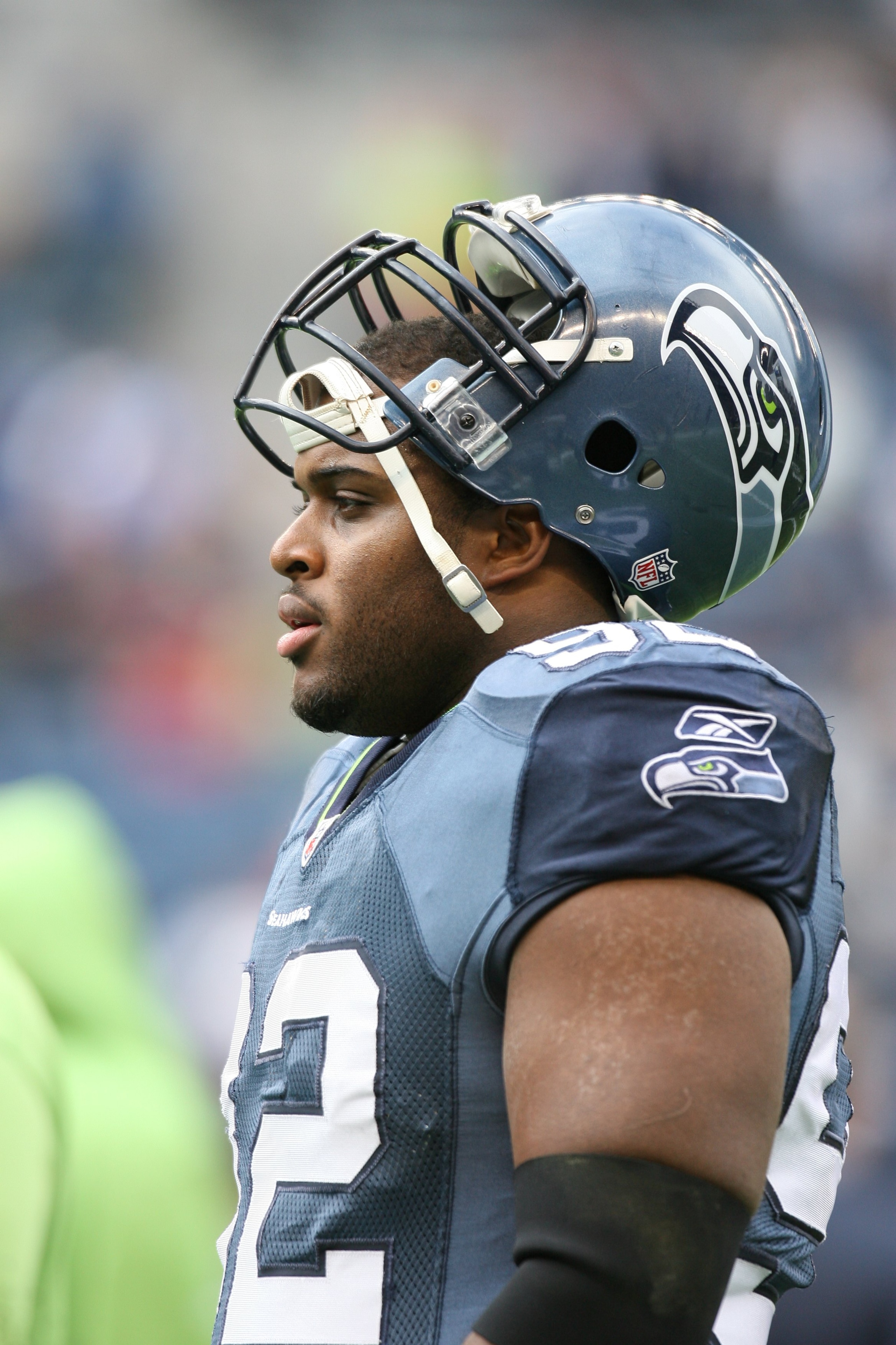 SEATTLE - JANUARY 03: Brandon Mebane #92 of the Seattle Seahawks looks on before the game against the Tennessee Titans on January 3, 2010 at Qwest Field in Seattle, Washington. (Photo by Otto Greule Jr/Getty Images) SEATTLE - JANUARY 03: Brandon Mebane #92 of the Seattle Seahawks looks on before the game against the Tennessee Titans on January 3, 2010 at Qwest Field in Seattle, Washington. (Photo by Otto Greule Jr/Getty Images)