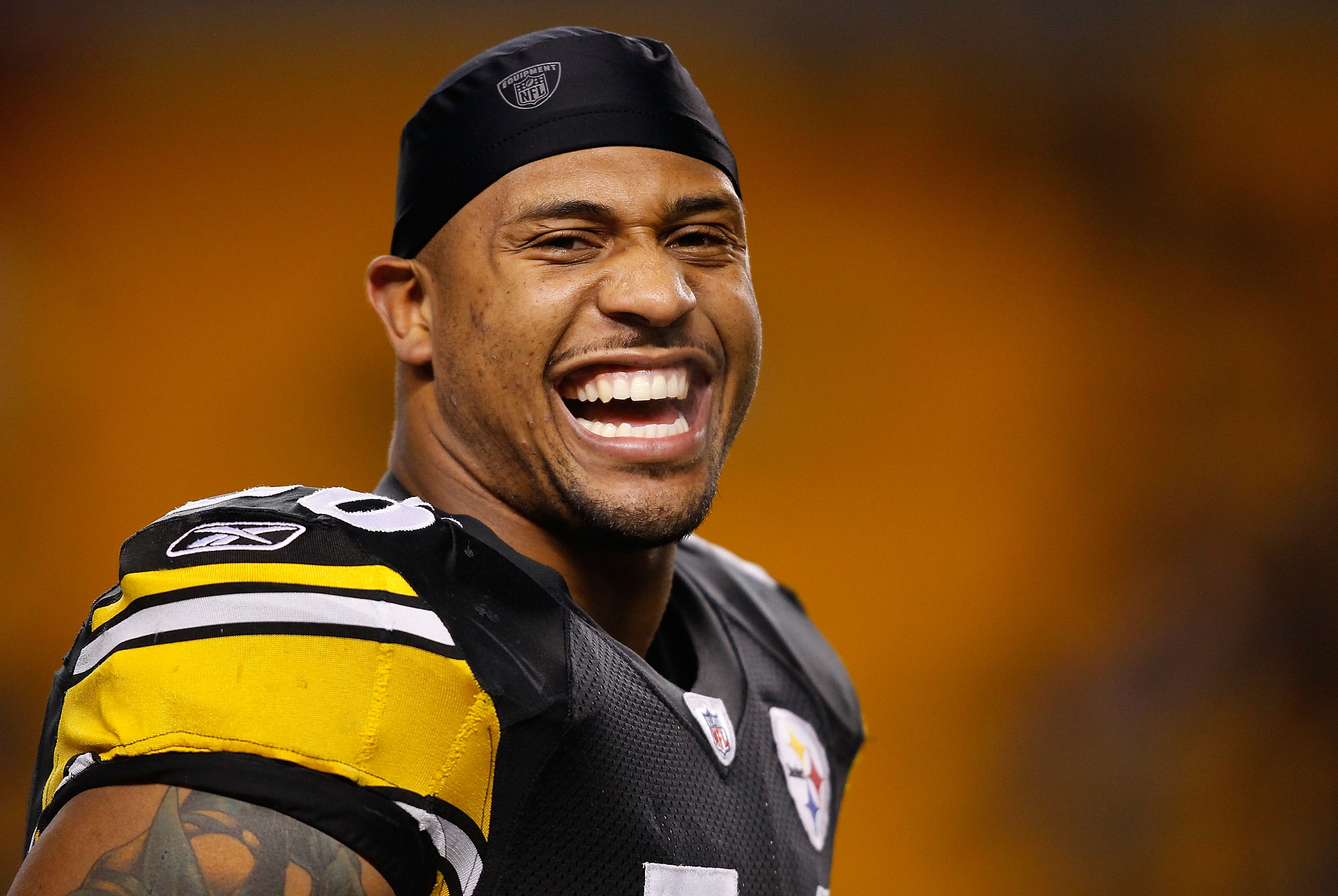 PITTSBURGH - DECEMBER 23:  LaMarr Woodley #56 of the Pittsburgh Steelers warms up prior to the game against the Carolina Panthers on December 23, 2010 at Heinz Field in Pittsburgh, Pennsylvania.  (Photo by Jared Wickerham/Getty Images)