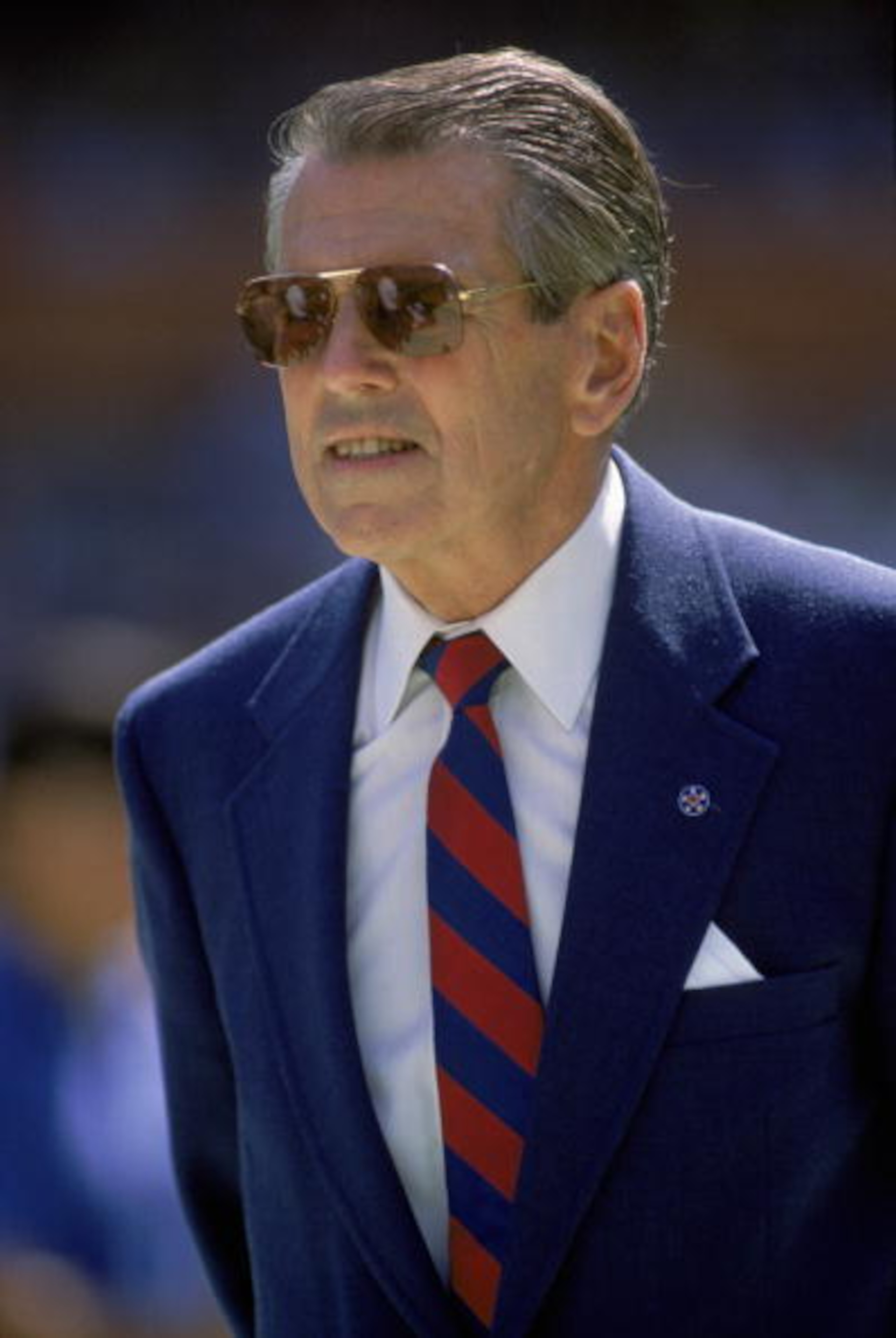 1987:  Head coach George Allen of the Washington Redskins stands on the sideline during a 1987 season NFL game.  (Photo by Stephen Dunn/Getty Images)