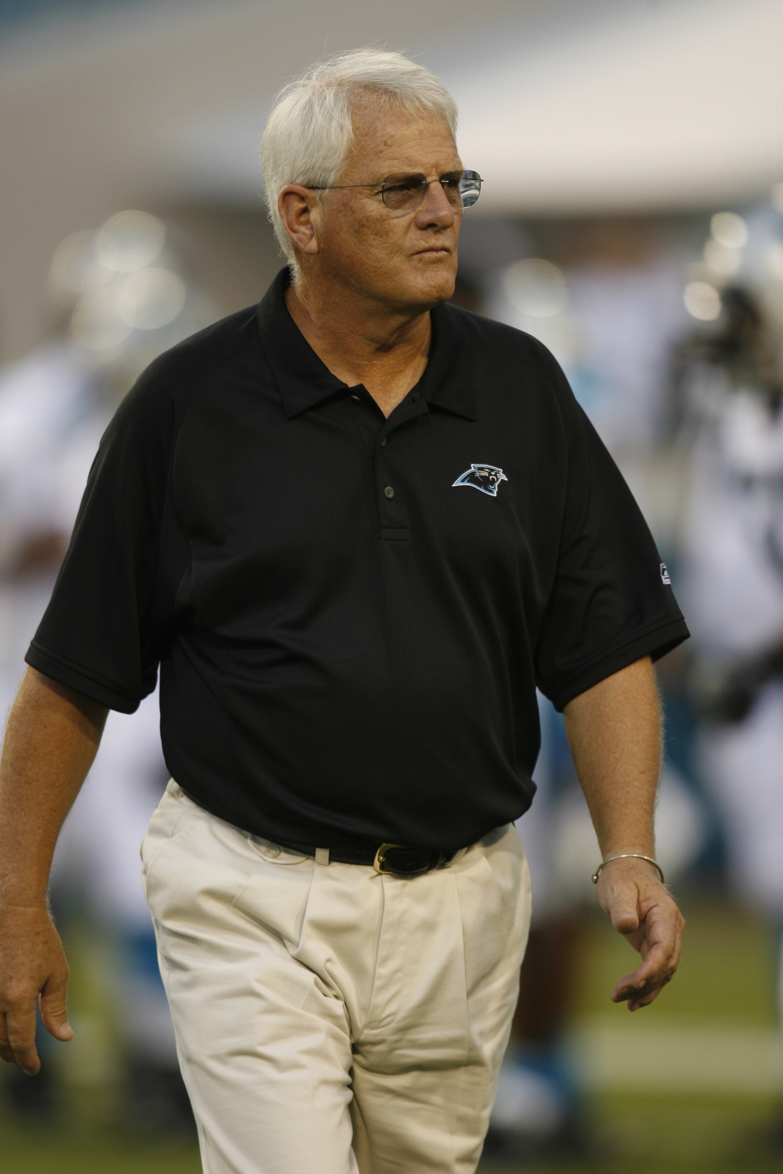 JACKSONVILLE, FL - AUGUST 19:  Offensive Coordinator Dan Henning of the Carolina Panthers looks on during the NFL game against the Jacksonville Jaguars on August 19, 2006 at Alltel Stadium in Jacksonville, Florida.  The Panthers defeated the Jaguars 17 -
