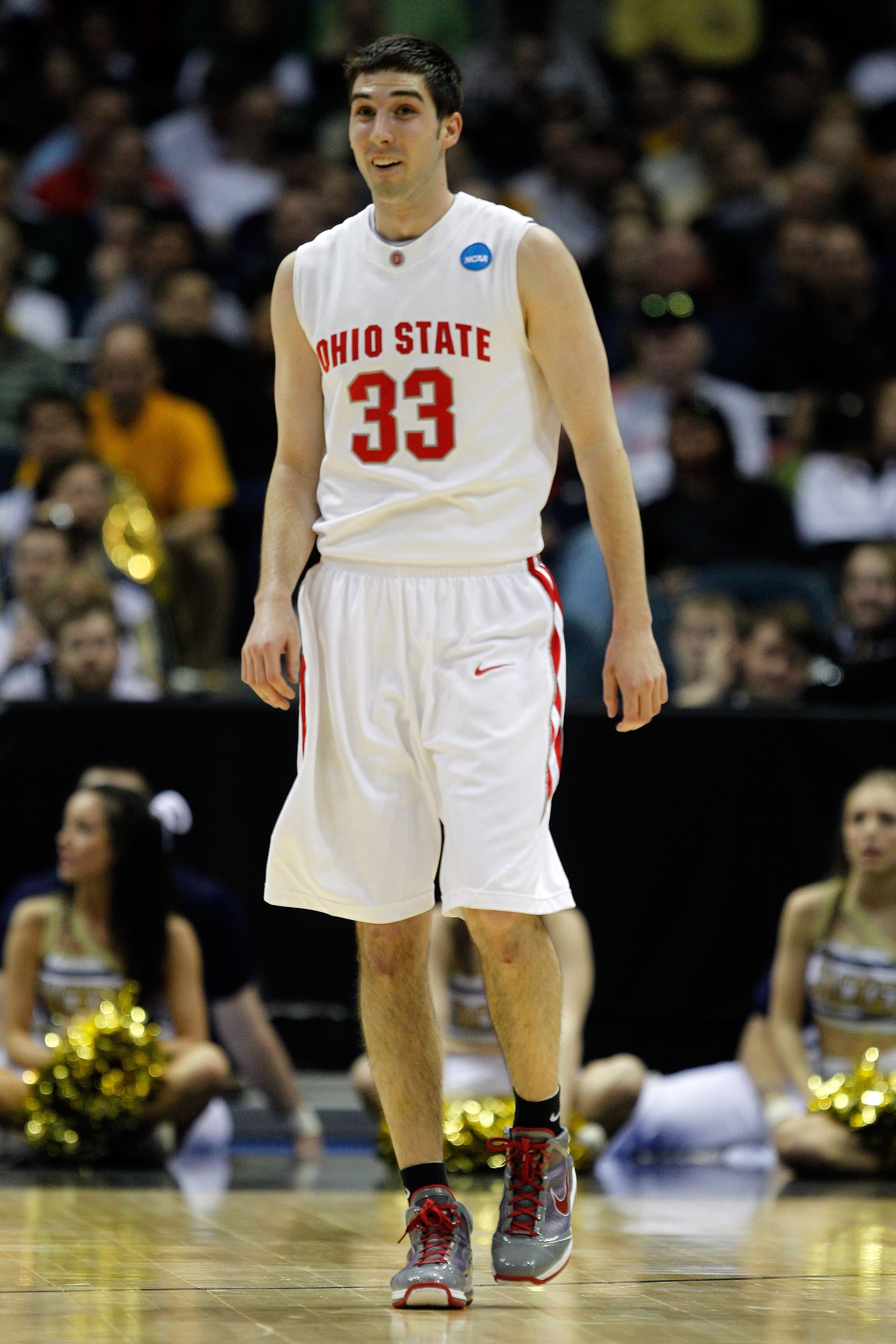 MILWAUKEE - MARCH 21:  Jon Diebler #33 of the Ohio State Buckeyes looks on while taking on the Georgia Tech Yellow Jackets during the second round of the 2010 NCAA men's basketball tournament at the Bradley Center on March 21, 2010 in Milwaukee, Wisconsin