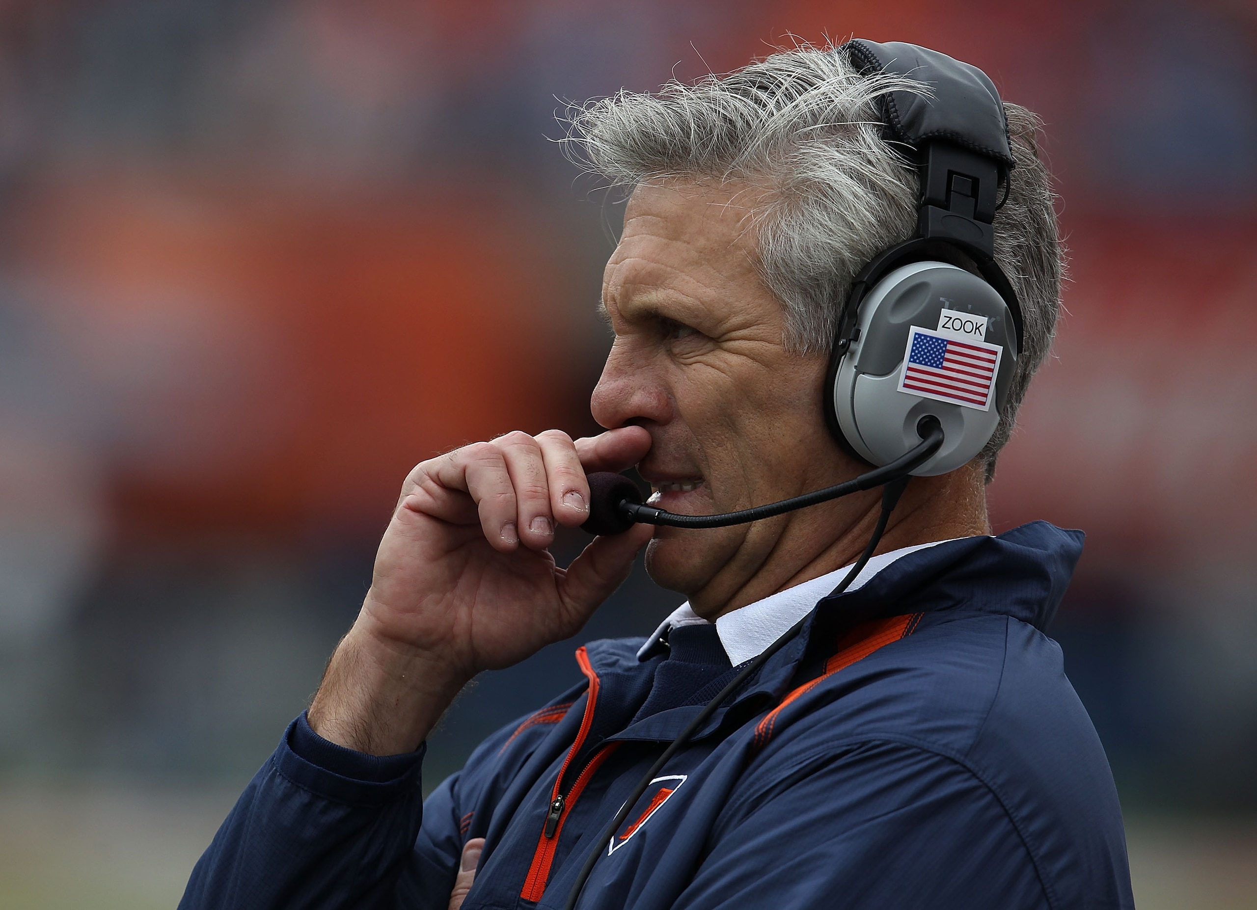 CHAMPAIGN, IL - OCTOBER 02: Head coach Ron Zook of the Illinois Fighting Illini watches as his team takes on the Ohio State Buckeyes at Memorial Stadium on October 2, 2010 in Champaign, Illinois. Ohio State defeated Illinois 24-13. (Photo by Jonathan Dani CHAMPAIGN, IL - OCTOBER 02: Head coach Ron Zook of the Illinois Fighting Illini watches as his team takes on the Ohio State Buckeyes at Memorial Stadium on October 2, 2010 in Champaign, Illinois. Ohio State defeated Illinois 24-13. (Photo by Jonathan Dani