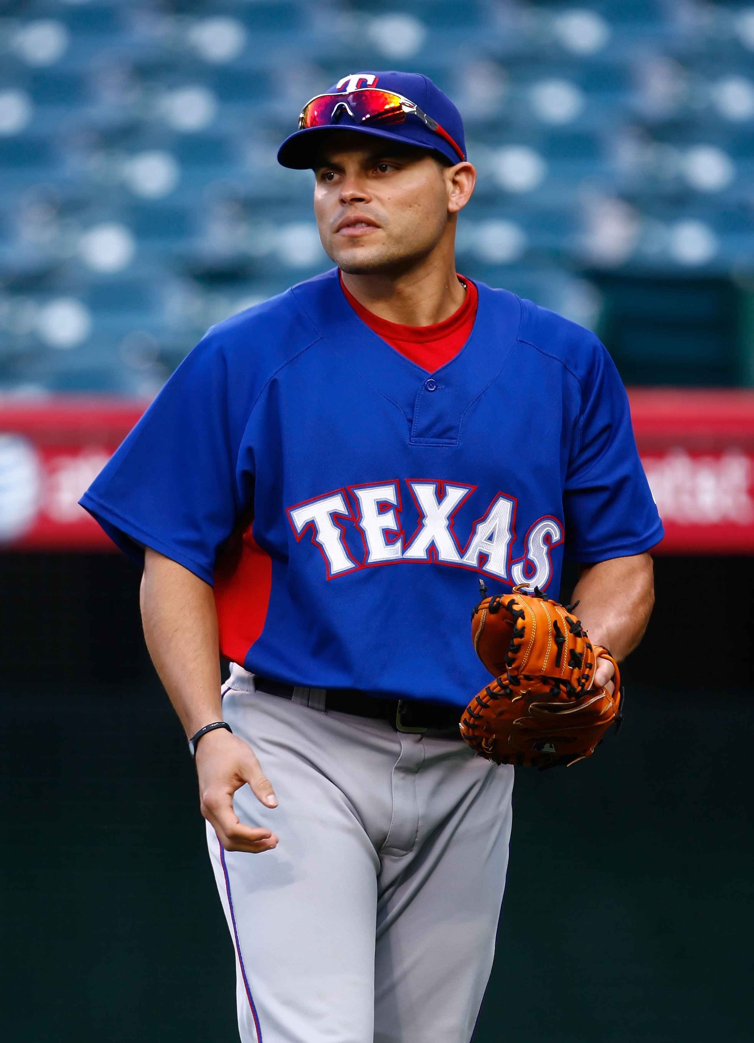 ANAHEIM, CA - SEPTEMBER 29: Ivan Rodriguez #7 of the Texas Rangers takes batting practice prior to the game against the Los Angeles Angels of Anaheim at Angel Stadium on September 29, 2009 in Anaheim, California. (Photo by Jeff Gross/Getty Images) ANAHEIM, CA - SEPTEMBER 29: Ivan Rodriguez #7 of the Texas Rangers takes batting practice prior to the game against the Los Angeles Angels of Anaheim at Angel Stadium on September 29, 2009 in Anaheim, California. (Photo by Jeff Gross/Getty Images)