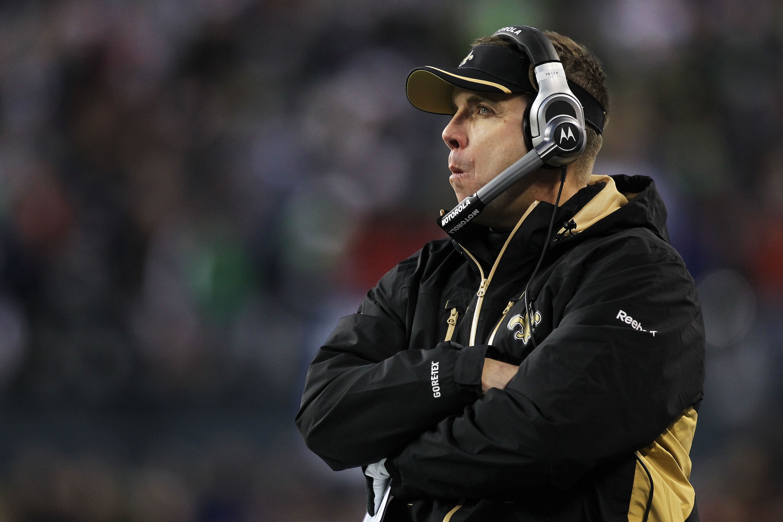 SEATTLE, WA - JANUARY 08:  Head coach Sean Payton of the New Orleans Saints looks on as he takes on the Seattle Seahawks during the 2011 NFC wild-card playoff game at Qwest Field on January 8, 2011 in Seattle, Washington.  (Photo by Jonathan Ferrey/Getty
