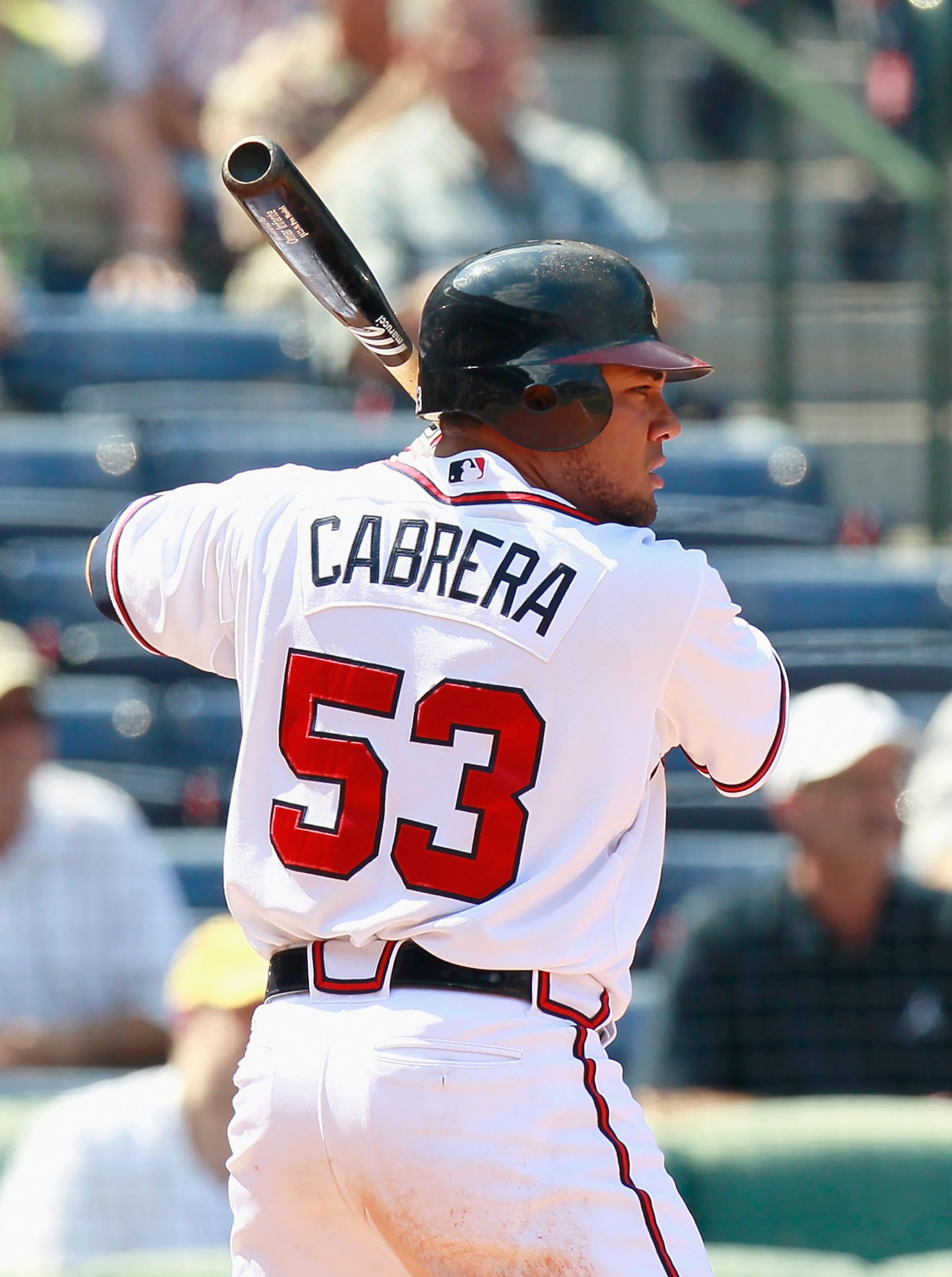 ATLANTA - SEPTEMBER 15: Melky Cabrera #53 of the Atlanta Braves against the Washington Nationals at Turner Field on September 15, 2010 in Atlanta, Georgia. (Photo by Kevin C. Cox/Getty Images) ATLANTA - SEPTEMBER 15: Melky Cabrera #53 of the Atlanta Braves against the Washington Nationals at Turner Field on September 15, 2010 in Atlanta, Georgia. (Photo by Kevin C. Cox/Getty Images)