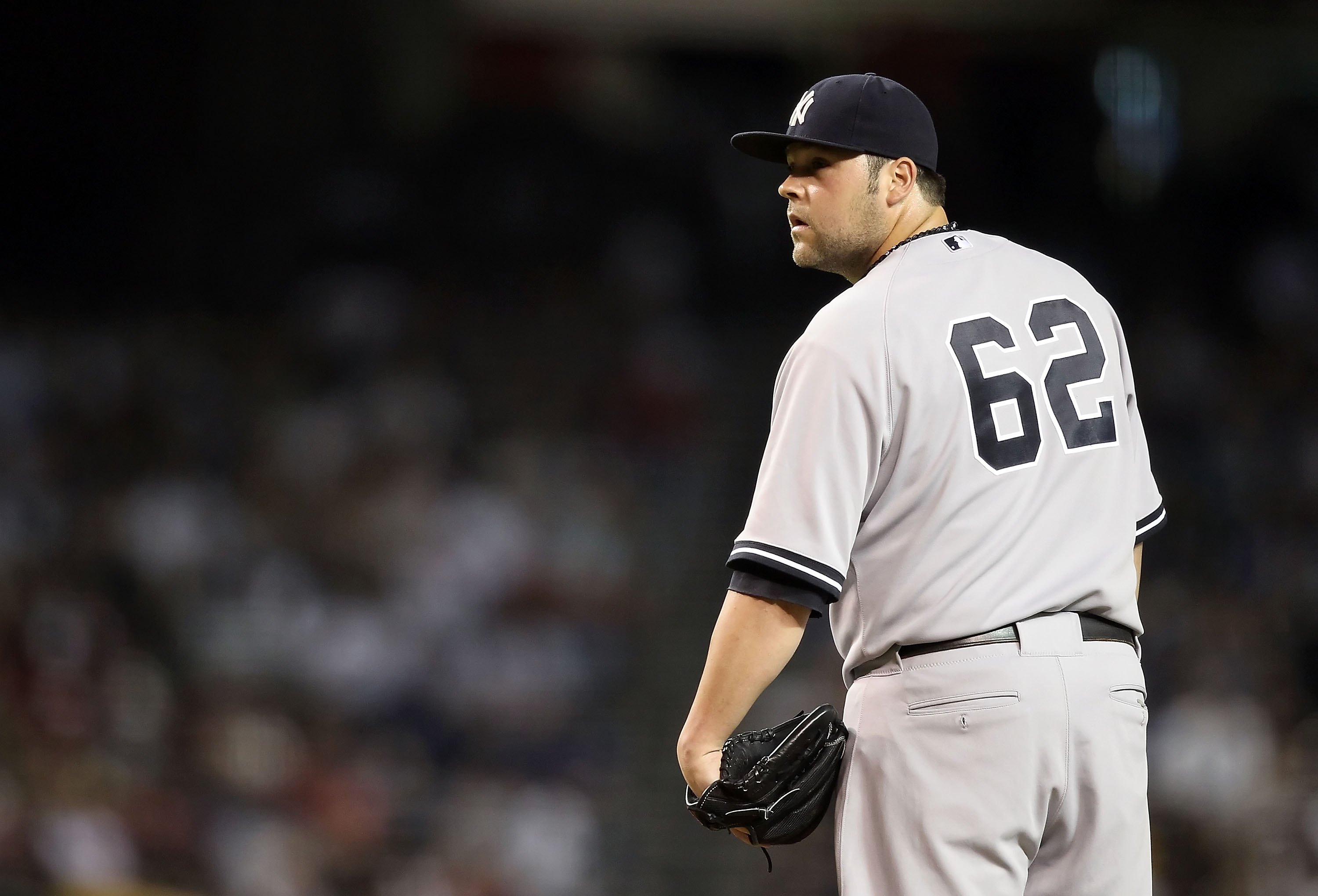 New York Yankees pitcher Joba Chamberlain (62) during game against