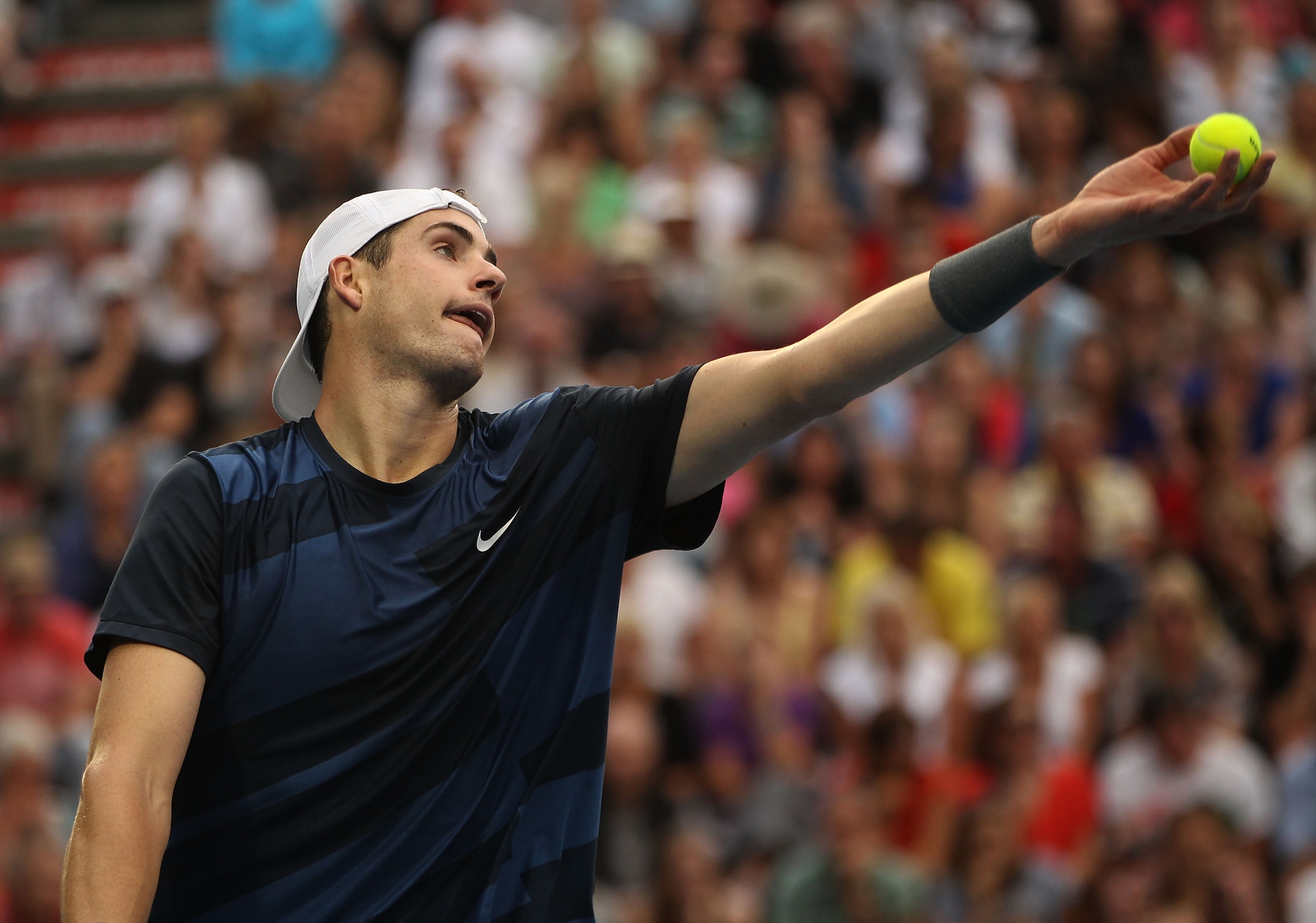 AUCKLAND, NEW ZEALAND - JANUARY 12: John Isner of the USA serves during his match against Robin Haase of the Netherlands on day three of the Heineken Open at the ASB Tennis Centre on January 12, 2011 in Auckland, New Zealand.  (Photo by Phil Walter/Getty 