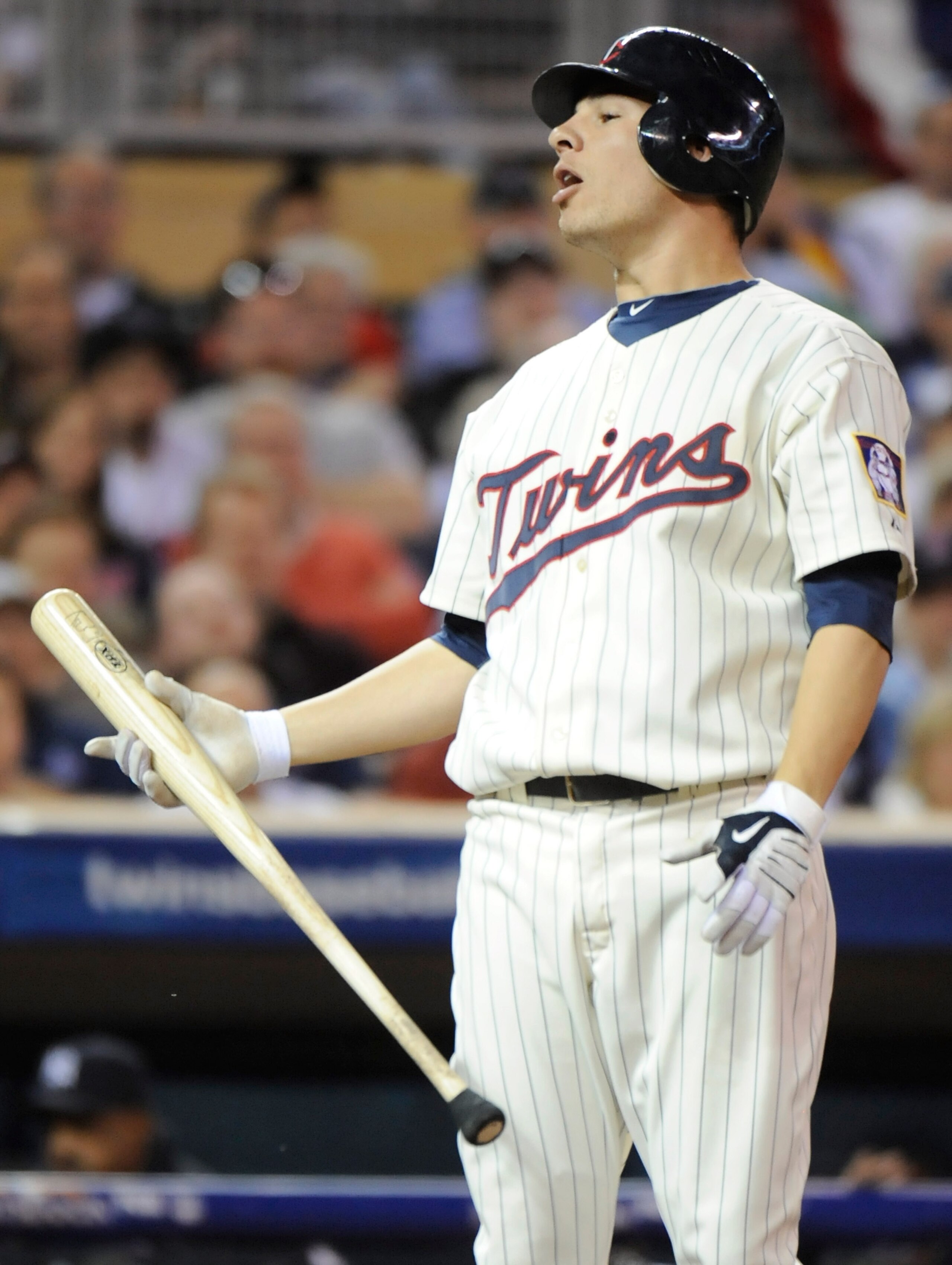 MINNEAPOLIS, MN - OCTOBER 7: Danny Valencia #19 of the Minnesota Twins reacts to a called third strike in the seventh inning during game two of the ALDS game against the New York Yankees on October 7, 2010 at Target Field in Minneapolis, Minnesota. (Photo MINNEAPOLIS, MN - OCTOBER 7: Danny Valencia #19 of the Minnesota Twins reacts to a called third strike in the seventh inning during game two of the ALDS game against the New York Yankees on October 7, 2010 at Target Field in Minneapolis, Minnesota. (Photo