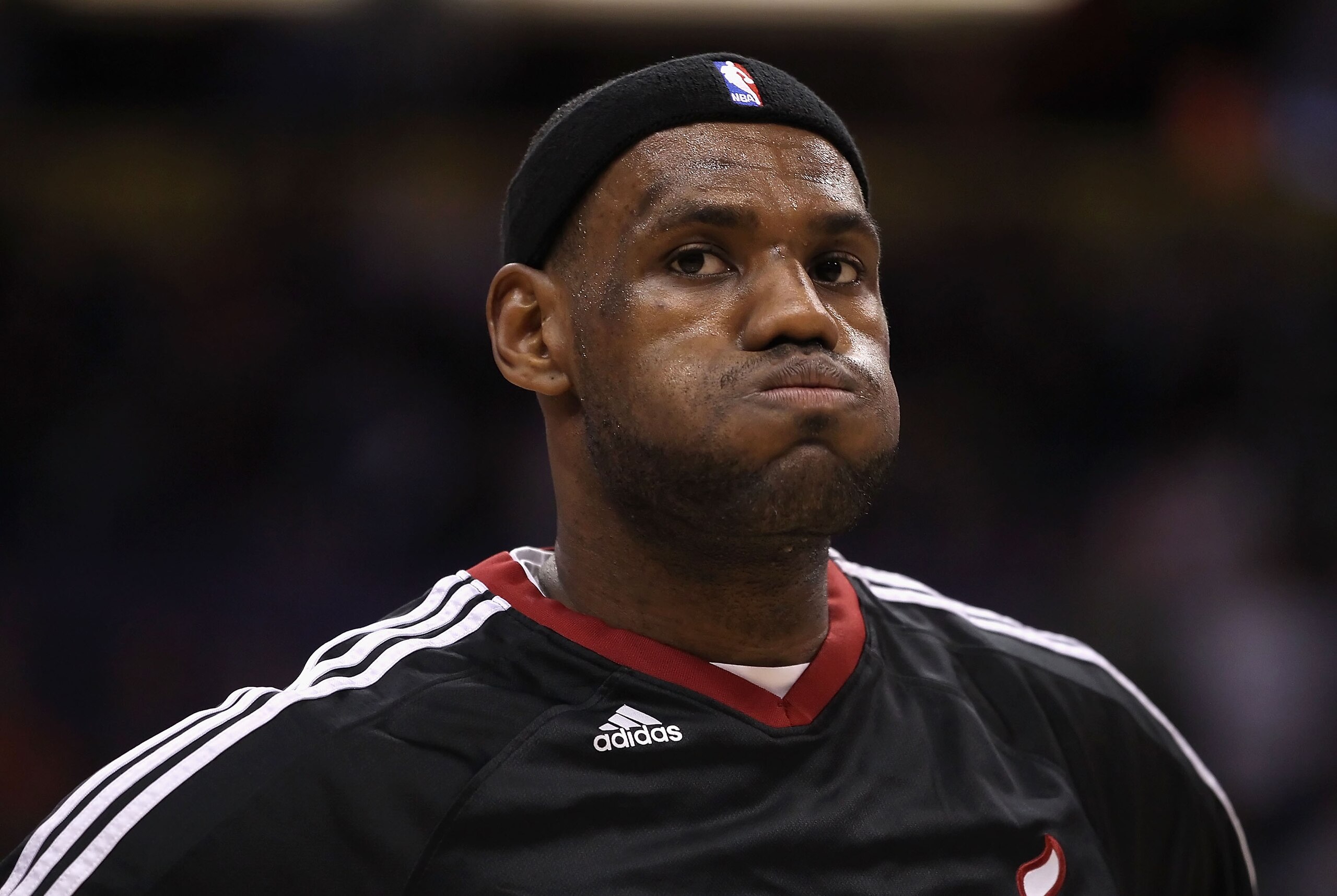 PHOENIX - DECEMBER 23:  LeBron James #6 of the Miami Heat warms up before the NBA game against the Phoenix Suns at US Airways Center on December 23, 2010 in Phoenix, Arizona.  The Heat defeated the Suns 95-83.  NOTE TO USER: User expressly acknowledges an
