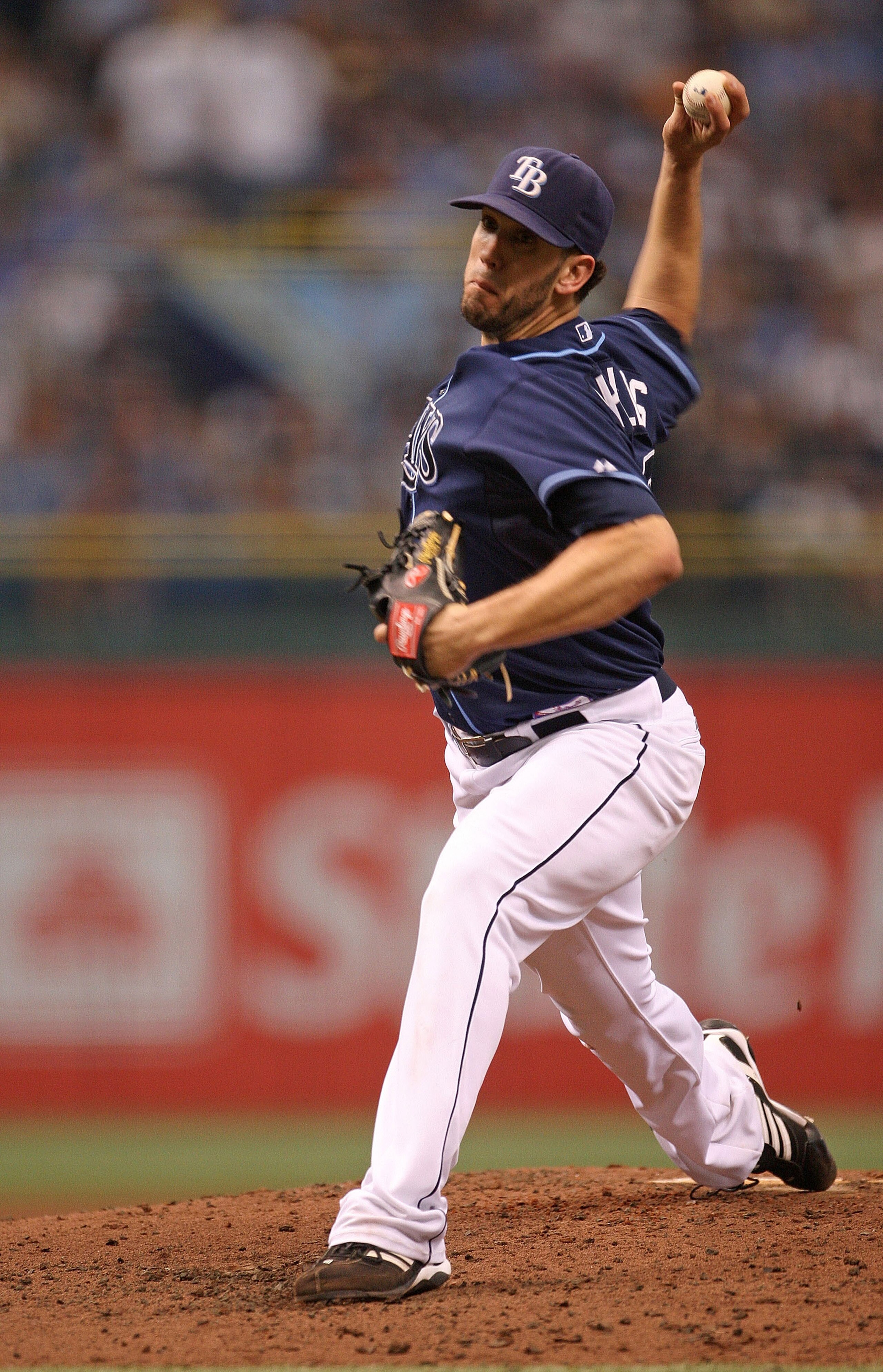 ST PETERSBURG, FL - OCTOBER 07:  James Shields #33 the Tampa Bay Rays pitches during Game 2 of the ALDS against the Texas Rangers at Tropicana Field on October 7, 2010 in St. Petersburg, Florida.  (Photo by Mike Ehrmann/Getty Images)