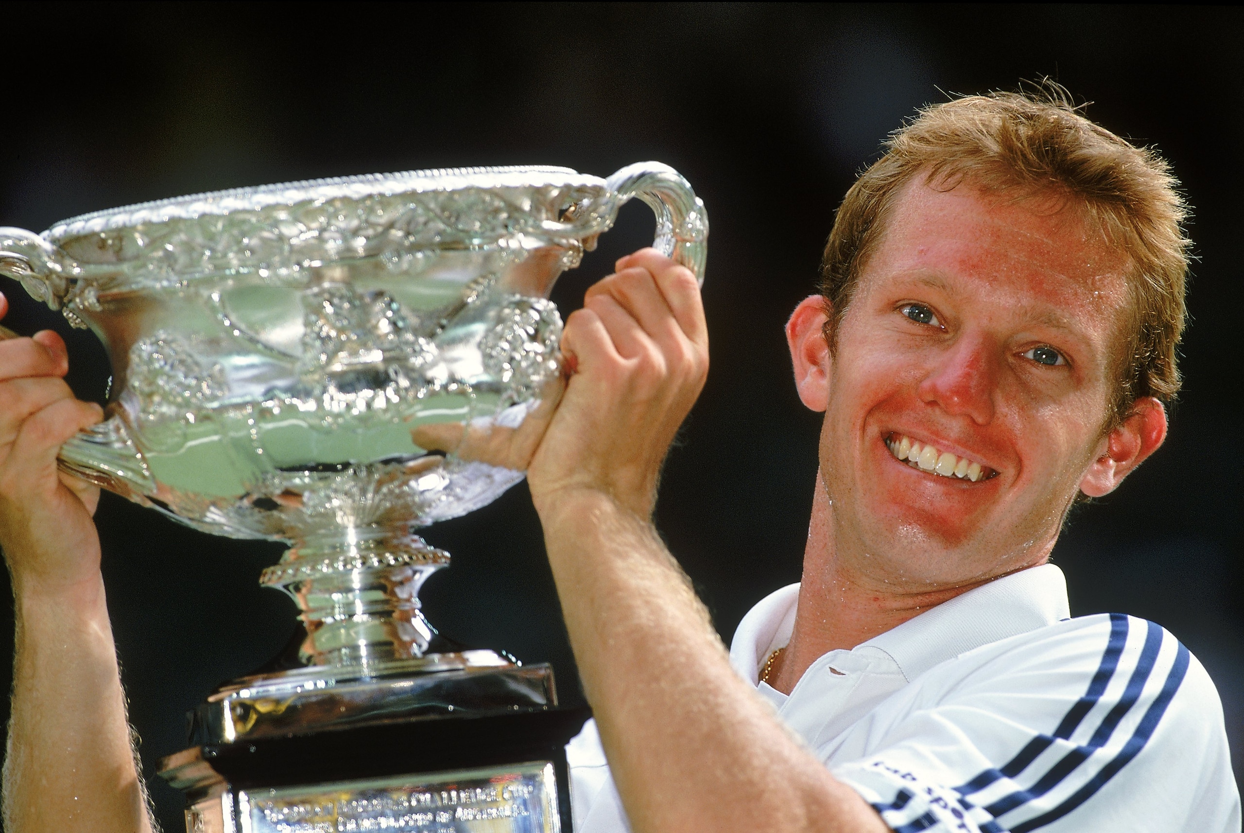 27 Jan 2002:  Thomas Johansson of Sweden poses with the winning trophy after winning the Australian Open Final held at Melbourne Park, in Melbourne, Australia. \ Mandatory Credit: Adam Pretty /Allsport