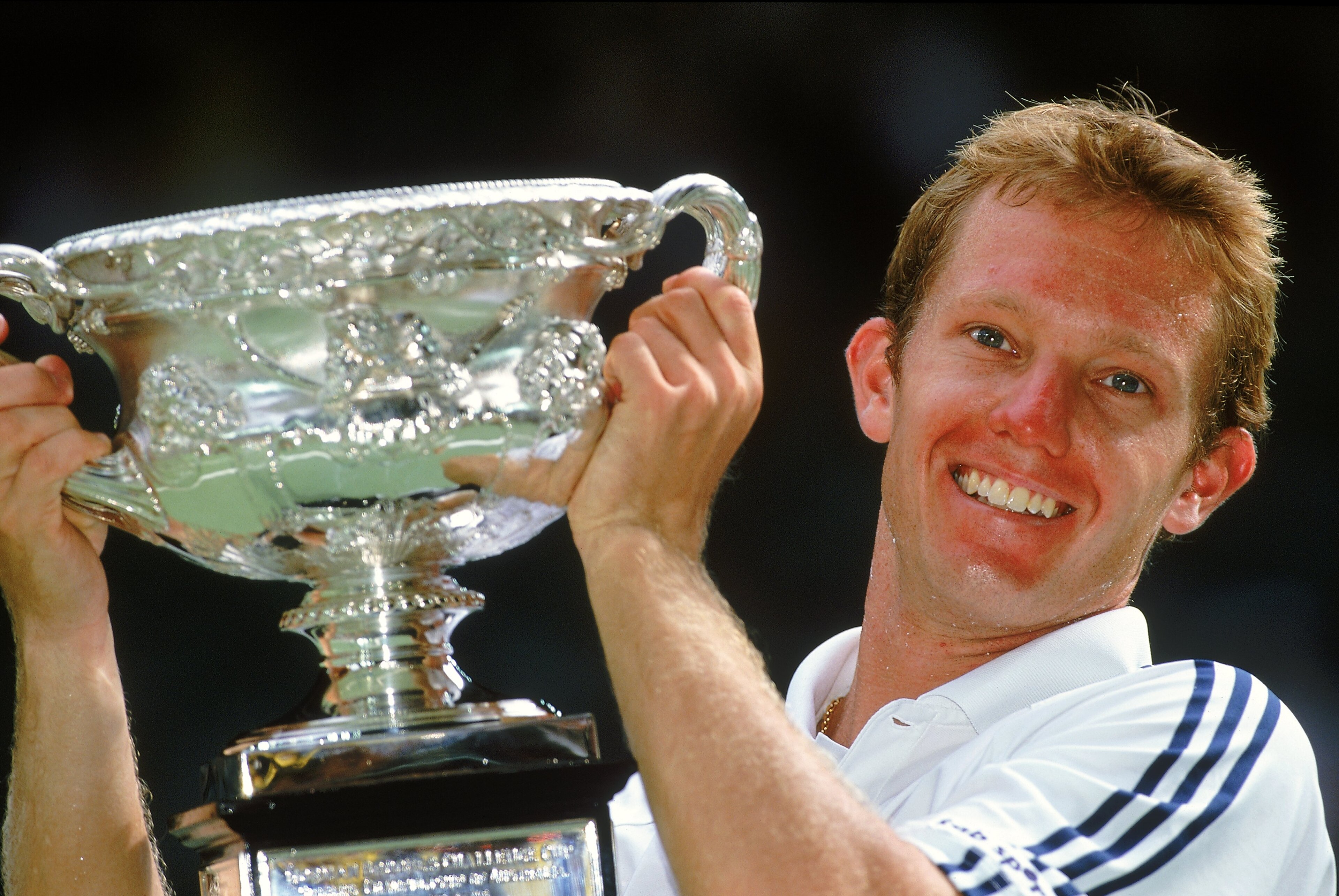 27 Jan 2002:  Thomas Johansson of Sweden poses with the winning trophy after winning the Australian Open Final held at Melbourne Park, in Melbourne, Australia. \ Mandatory Credit: Adam Pretty /Allsport